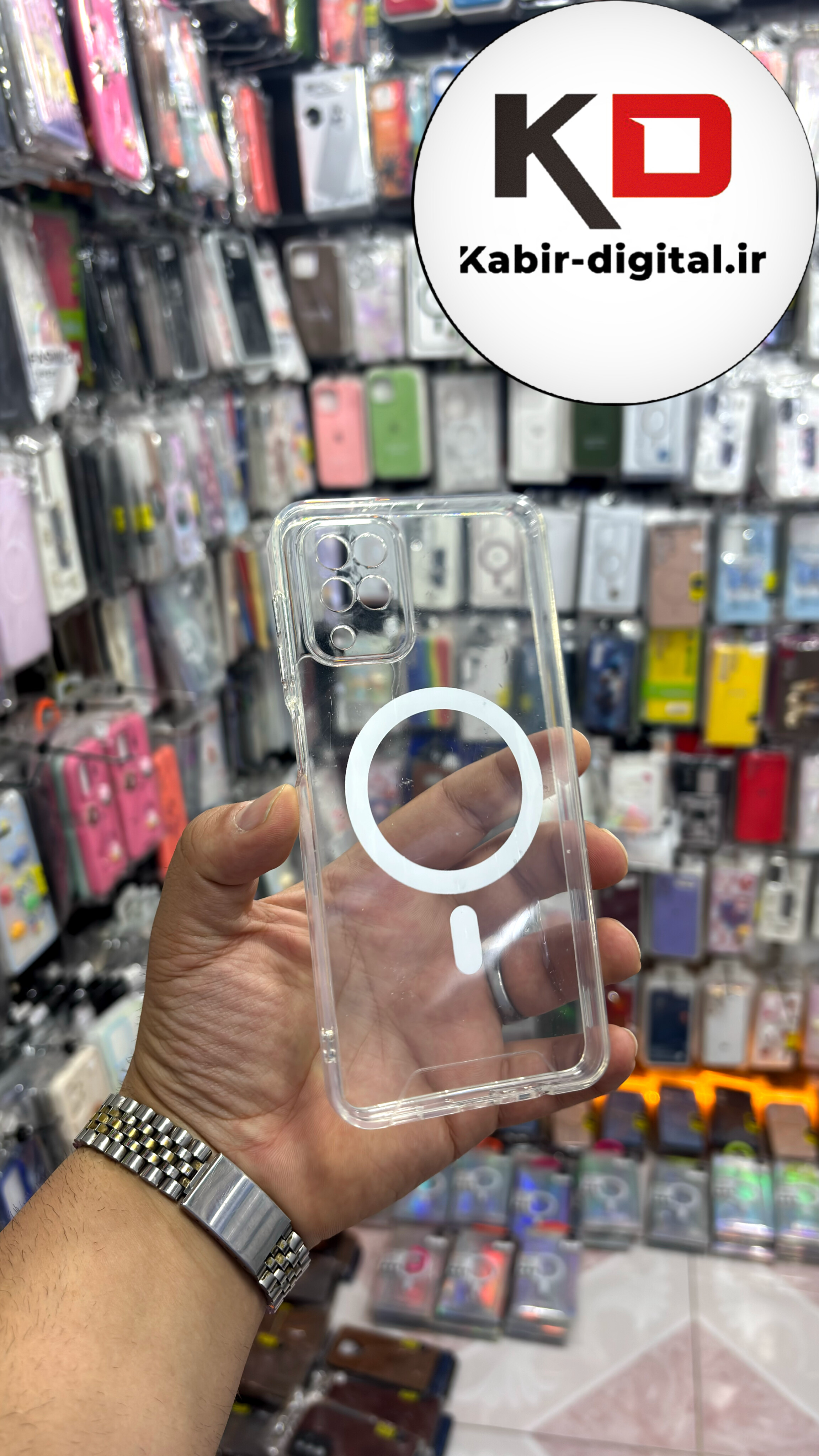 قاب گوشی Galaxy A۱۲ سامسونگ شفاف طرح  مگ سیف MagSafe اورجینال محافظ لنزدار