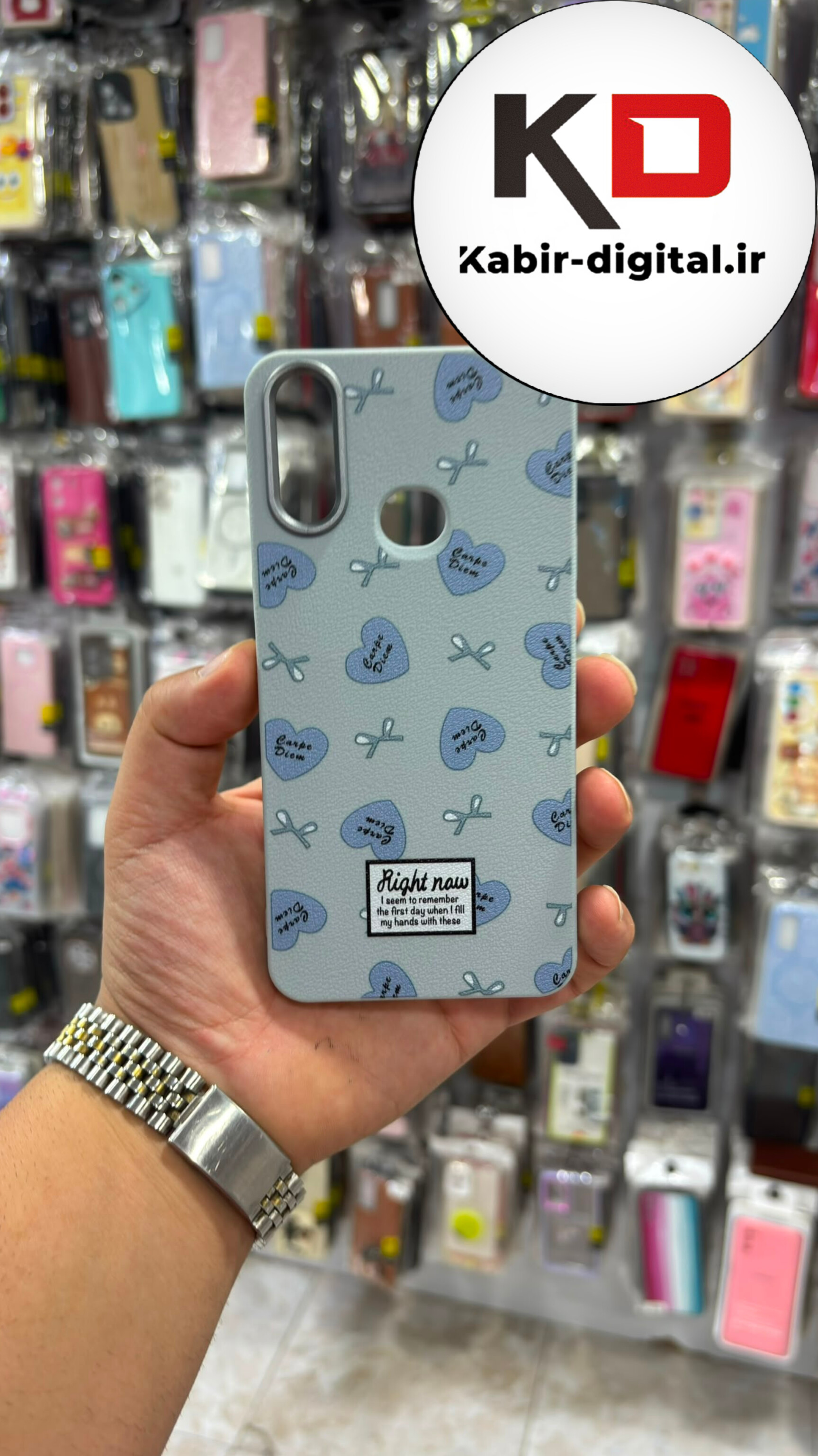 قاب گوشی Galaxy A10s سامسونگ لدر دیزاین SOFT Lether Design سیلیکونی طرح قلبی آبی