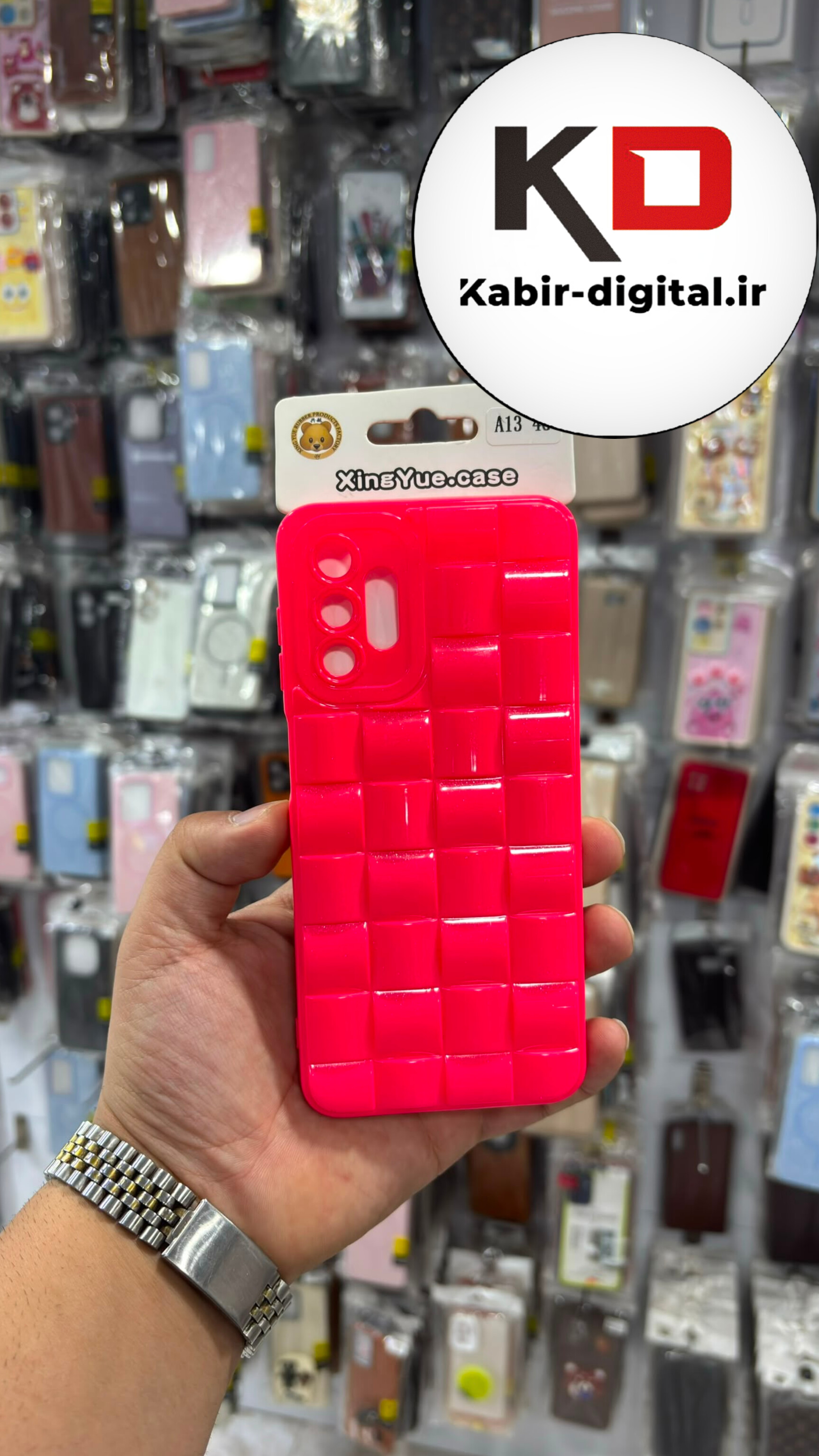 قاب گوشی Galaxy A13 / A23 / A32 5G سامسونگ سیلیکونی پافری برجسته Kit Kat طرح The North Face محافظ لنز دار صورتی فسفری