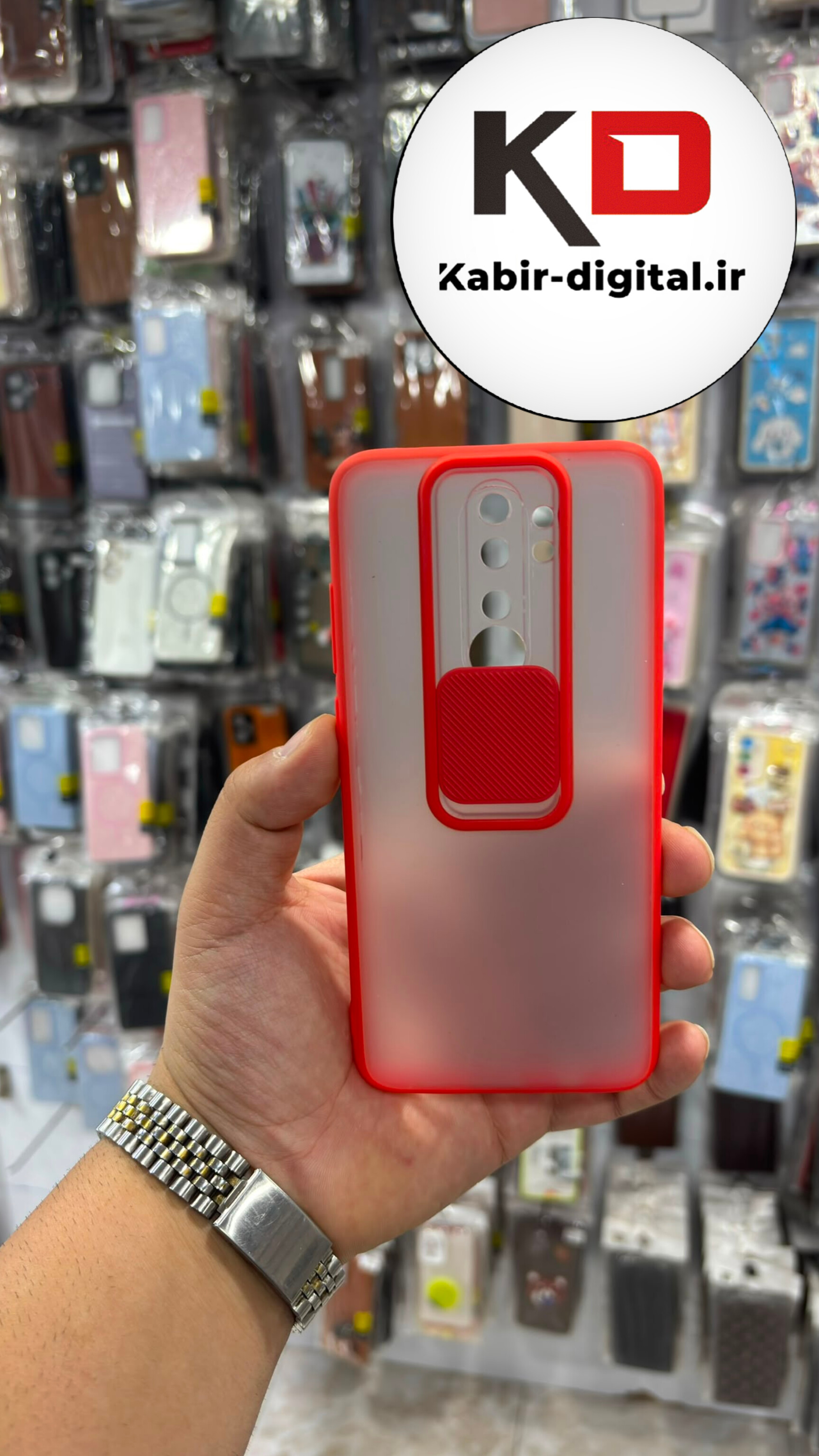قاب گوشی Redmi Note 8 PRO  شیائومی پشت مات دور سیلیکونی محافظ لنز دار کشویی قرمز