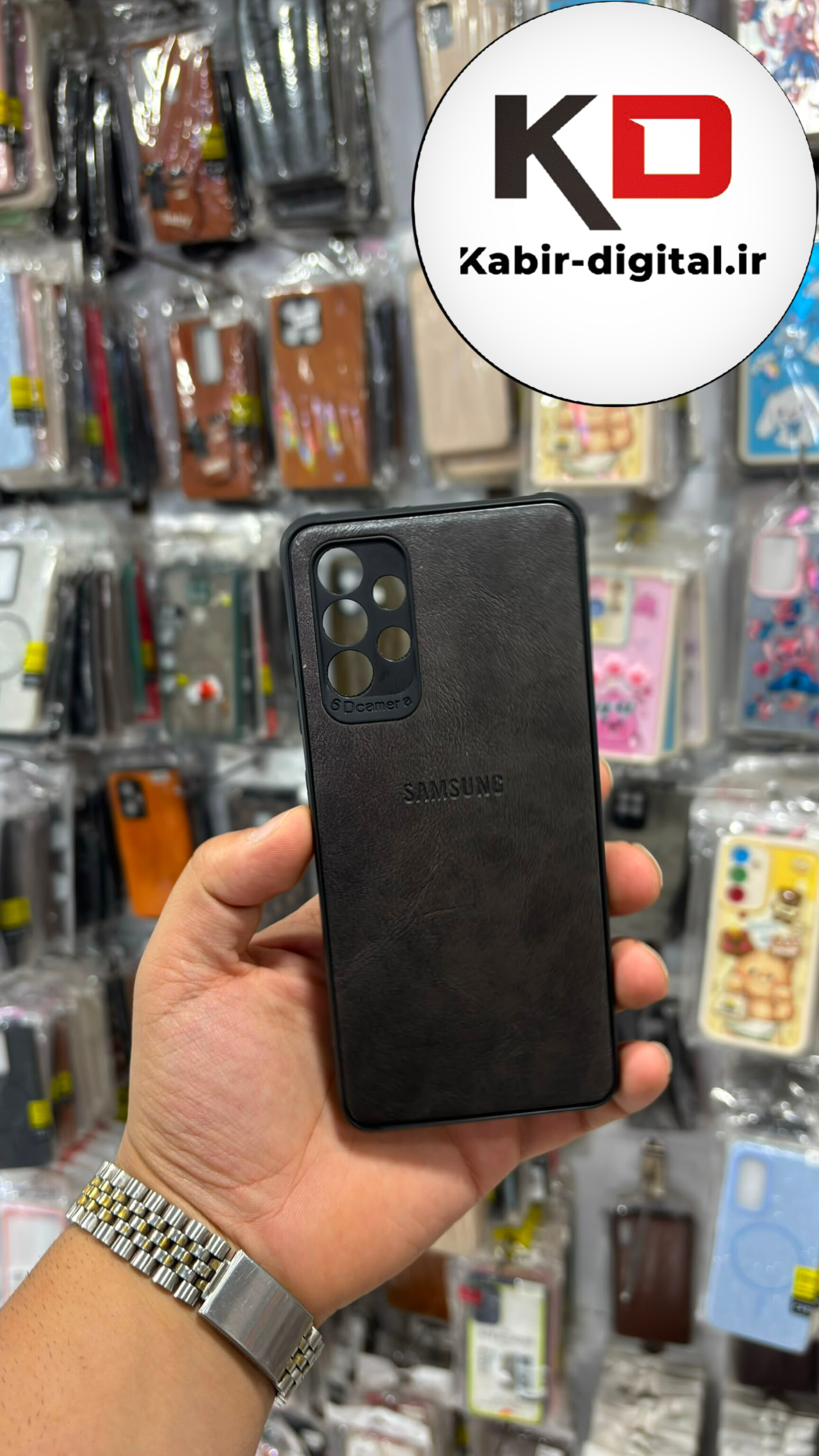 قاب گوشی Galaxy A32 سامسونگ طرح چرمی ساده محافظ لنزدار مشکی