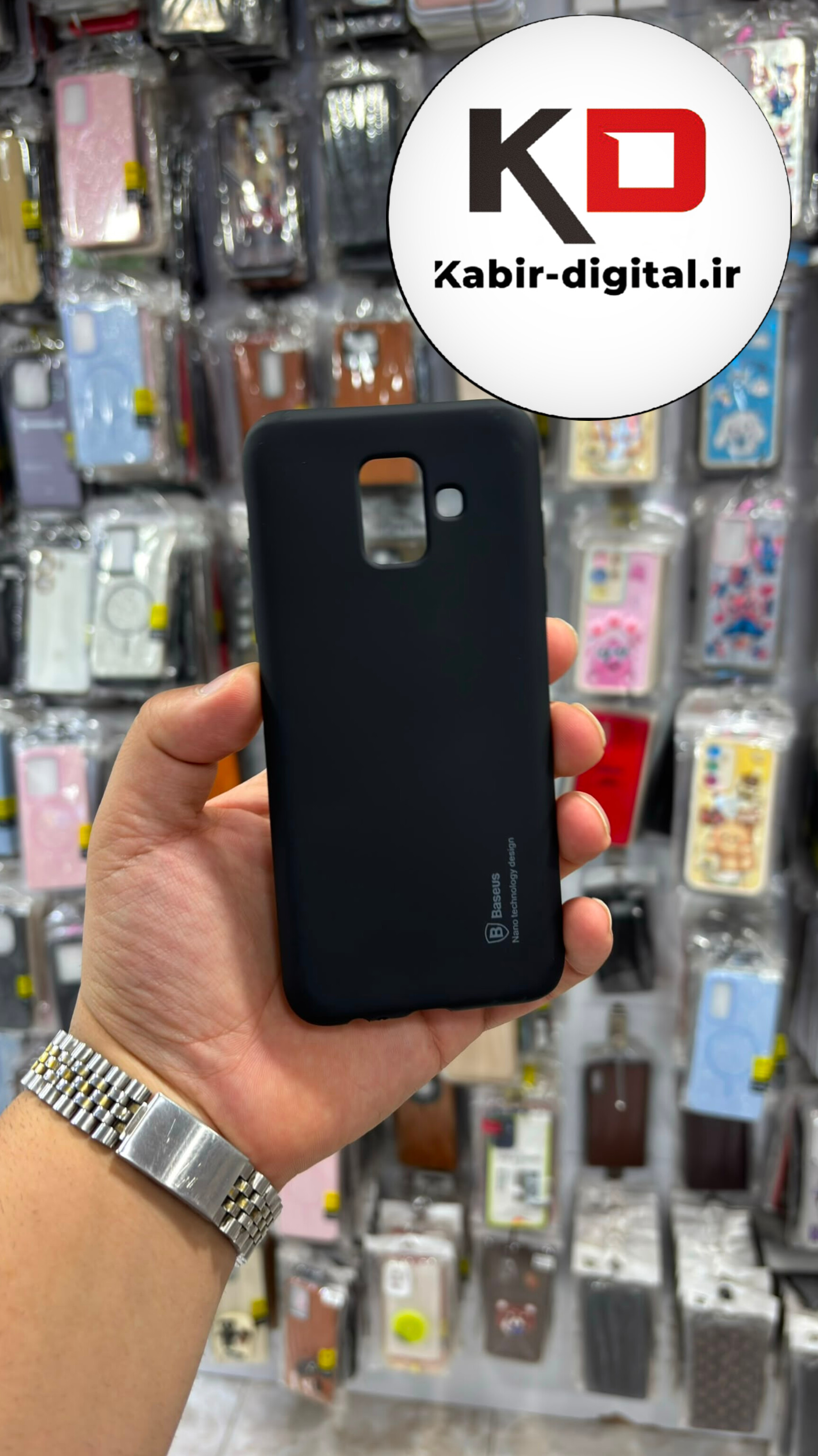 قاب گوشی Galaxy A6 2018 سامسونگ طرح ژله ای چرمی ساده محافظ لنزدار مشکی