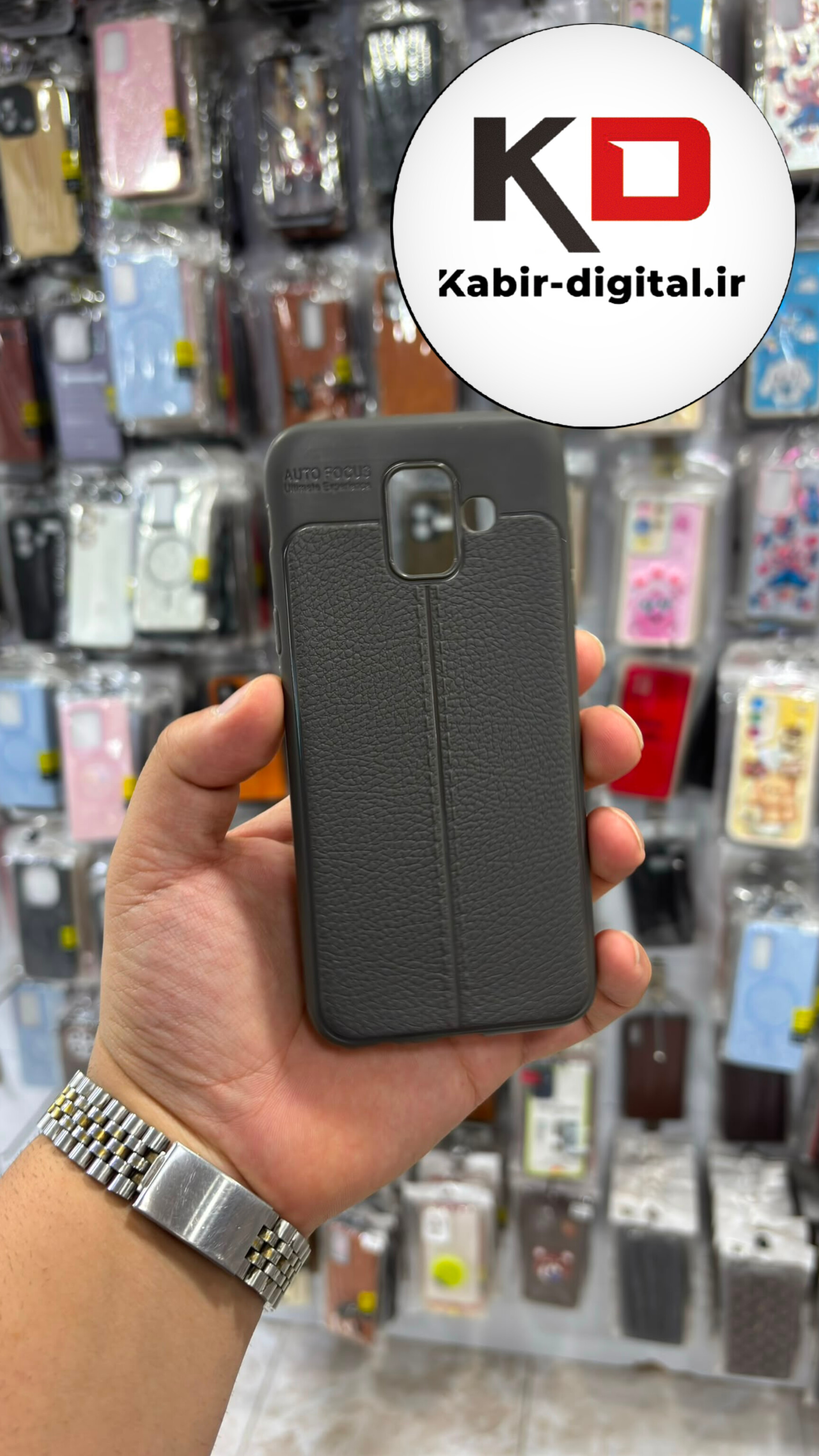 قاب گوشی Galaxy A6 2018 سامسونگ طرح ژله ای چرمی ساده محافظ لنزدار طوسی
