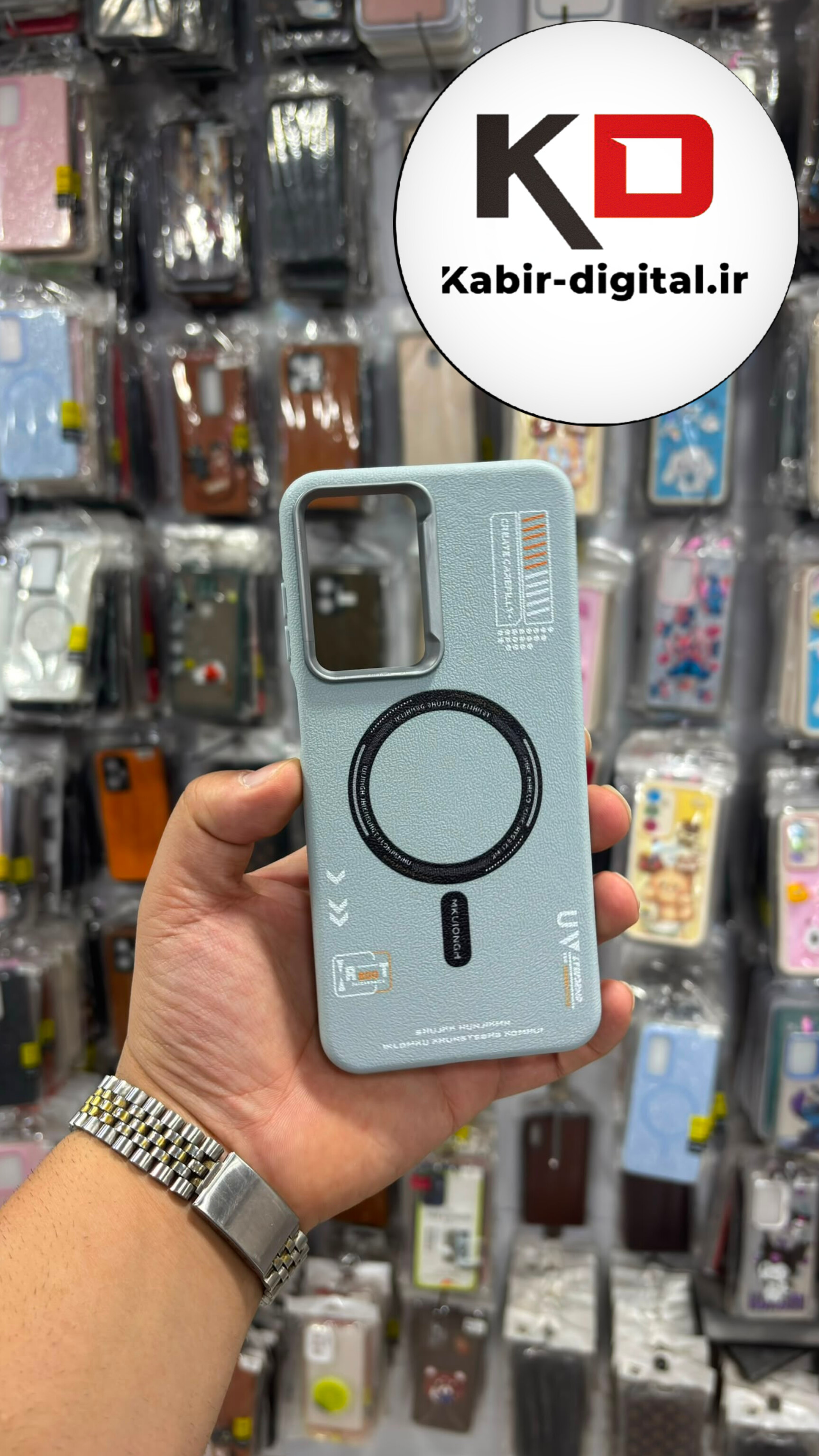 قاب گوشی Galaxy A16 / A17 / A26 سامسونگ سیلیکونی طرح Magsafe مگ سیف Sport لنز کروم آبی پاستیلی