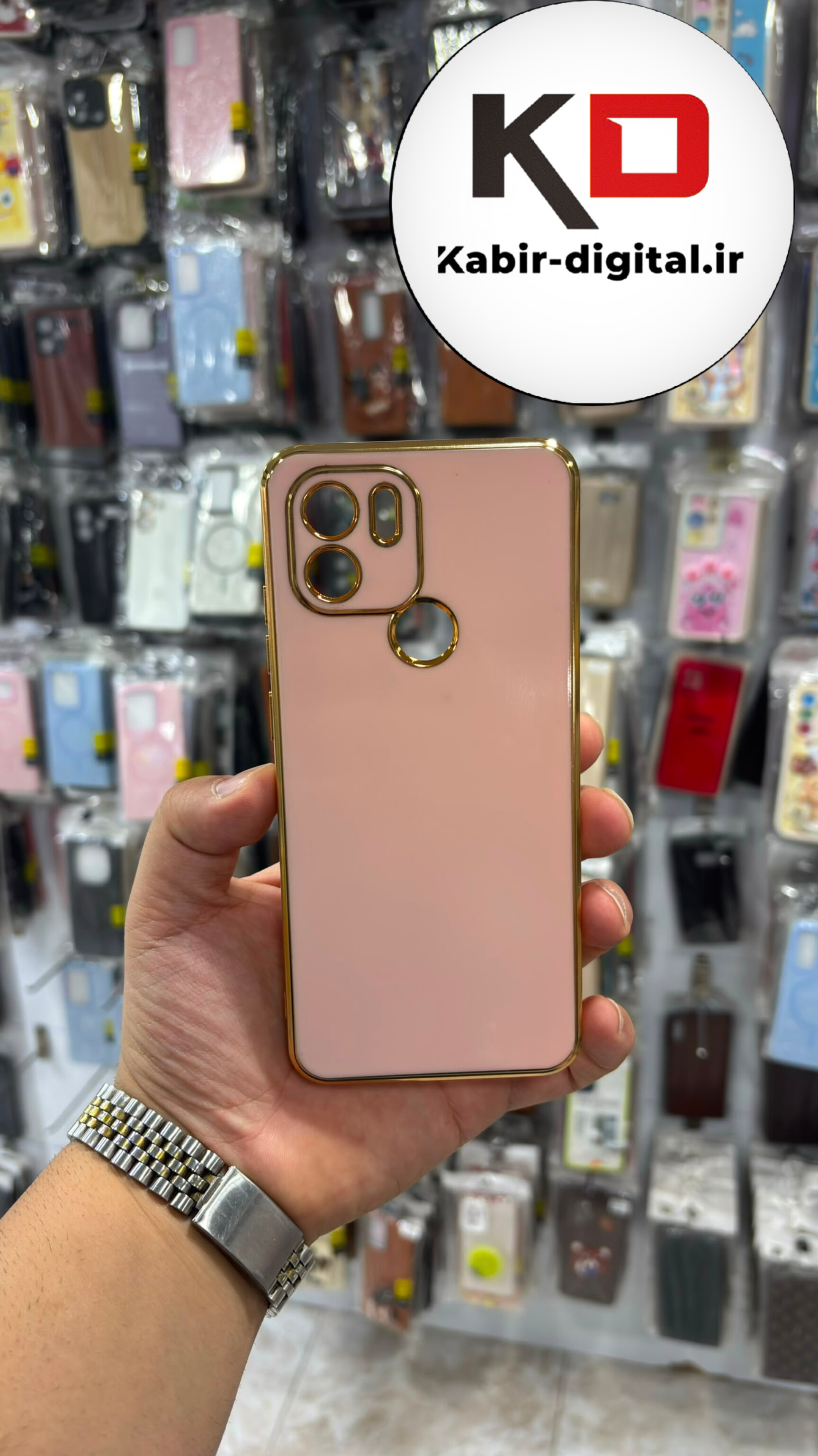 قاب گوشی Redmi A1 Plus / Redmi A2 Plus / Poco C50 شیائومی ژله ای مای کیس طرح Gold Line دور طلایی محافظ لنز دار گلبهی