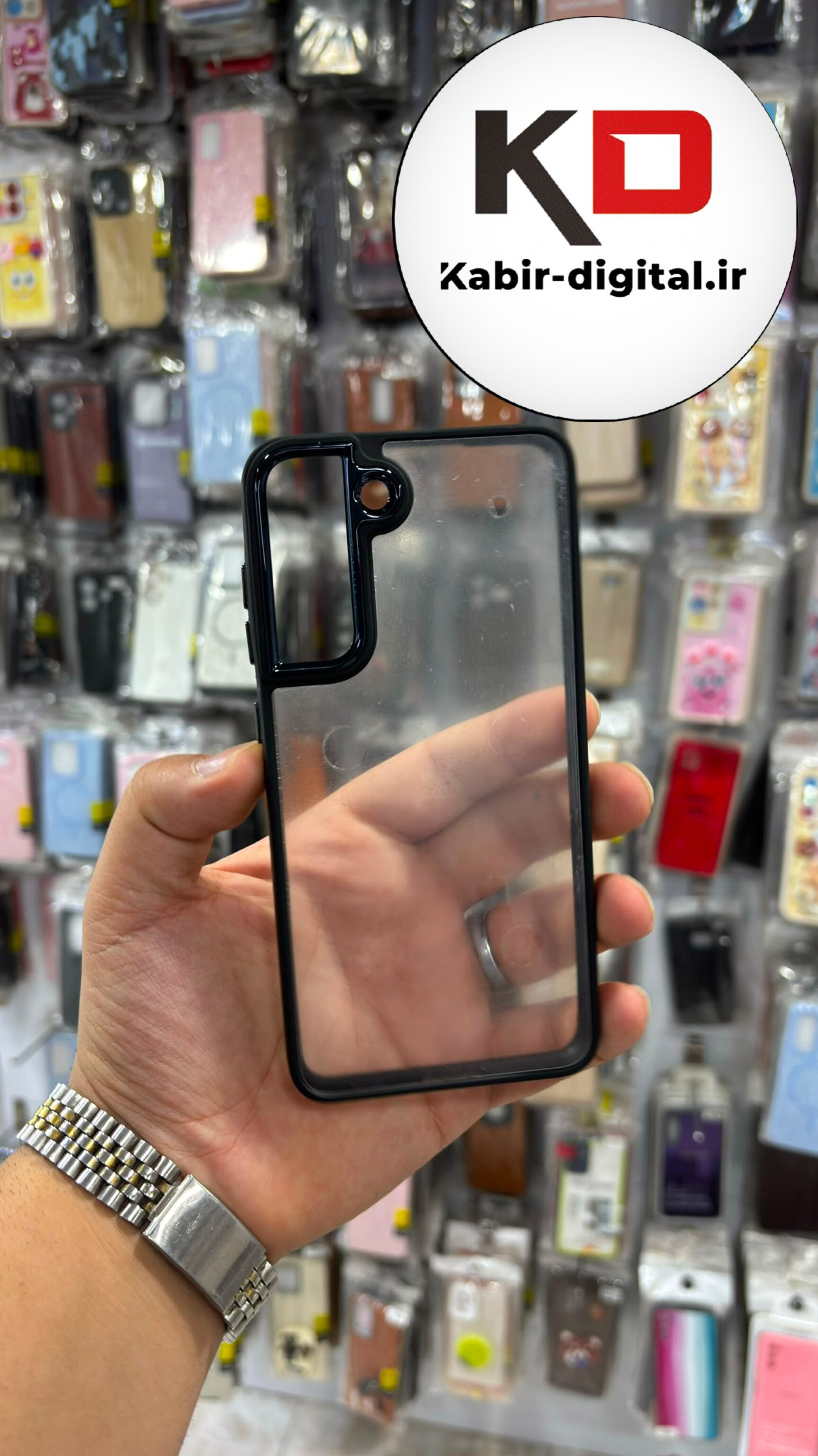 قاب گوشی Galaxy S21 FE سامسونگ New Skin اورجینال متال دور سیلیکونی شفاف مشکی