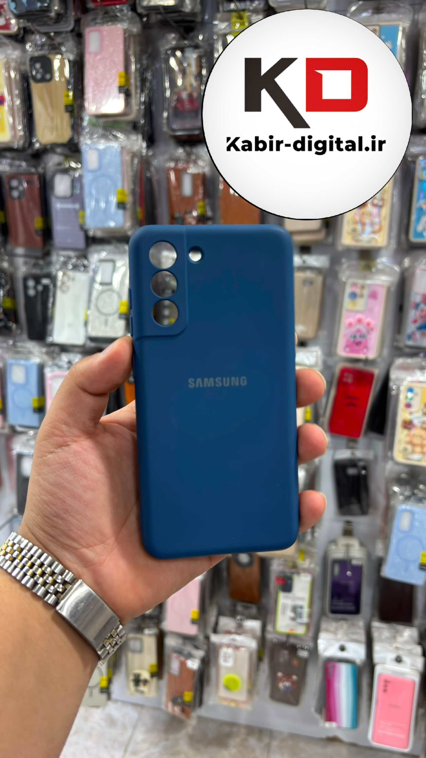 قاب گوشی Galaxy S21 FE سامسونگ سیلیکونی اورجینال درجه یک زیر بسته محافظ لنزدار آبی