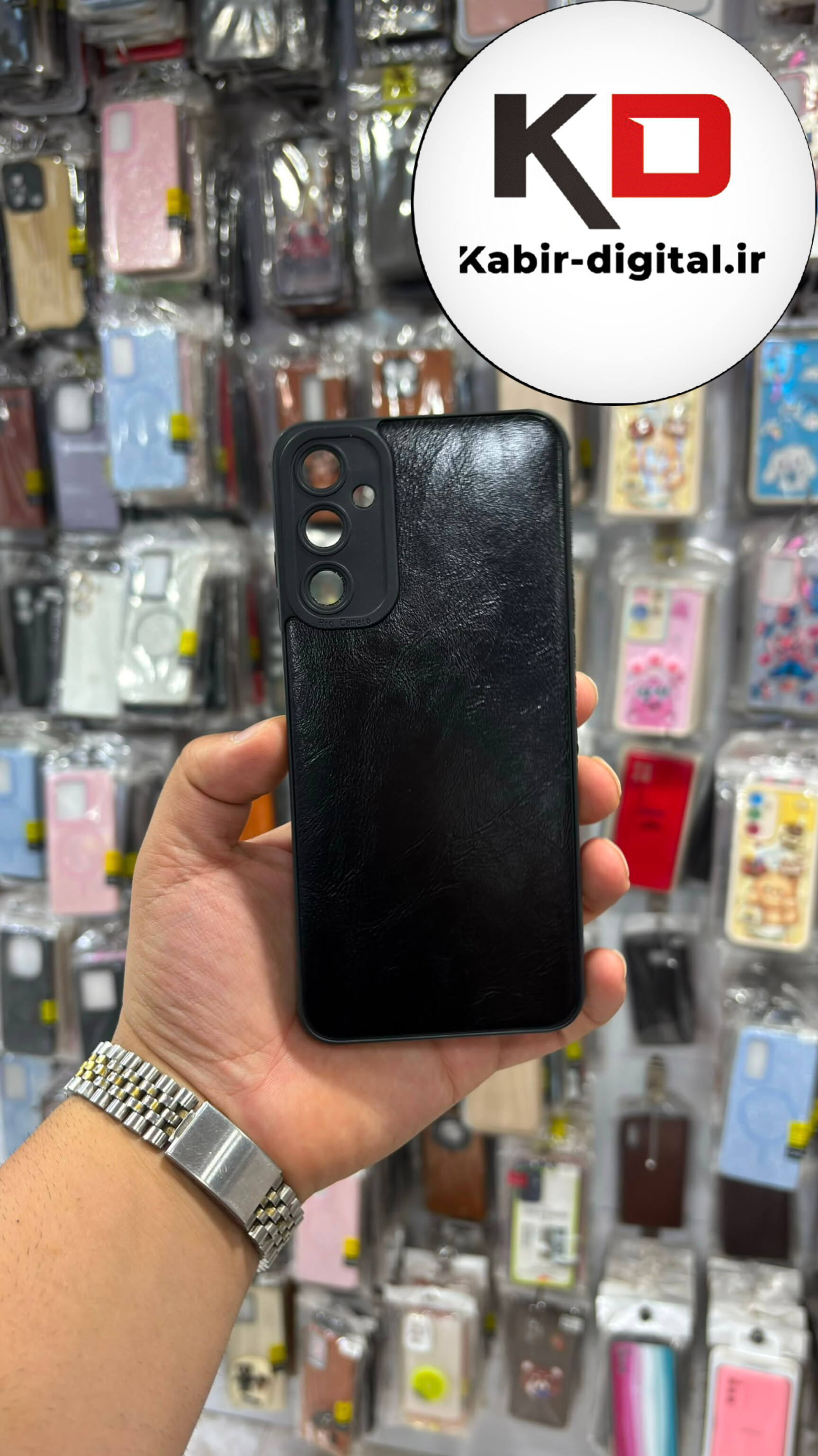 قاب گوشی Galaxy A05S سامسونگ سیلیکونی چرمی ساده محافظ لنزدار مشکی