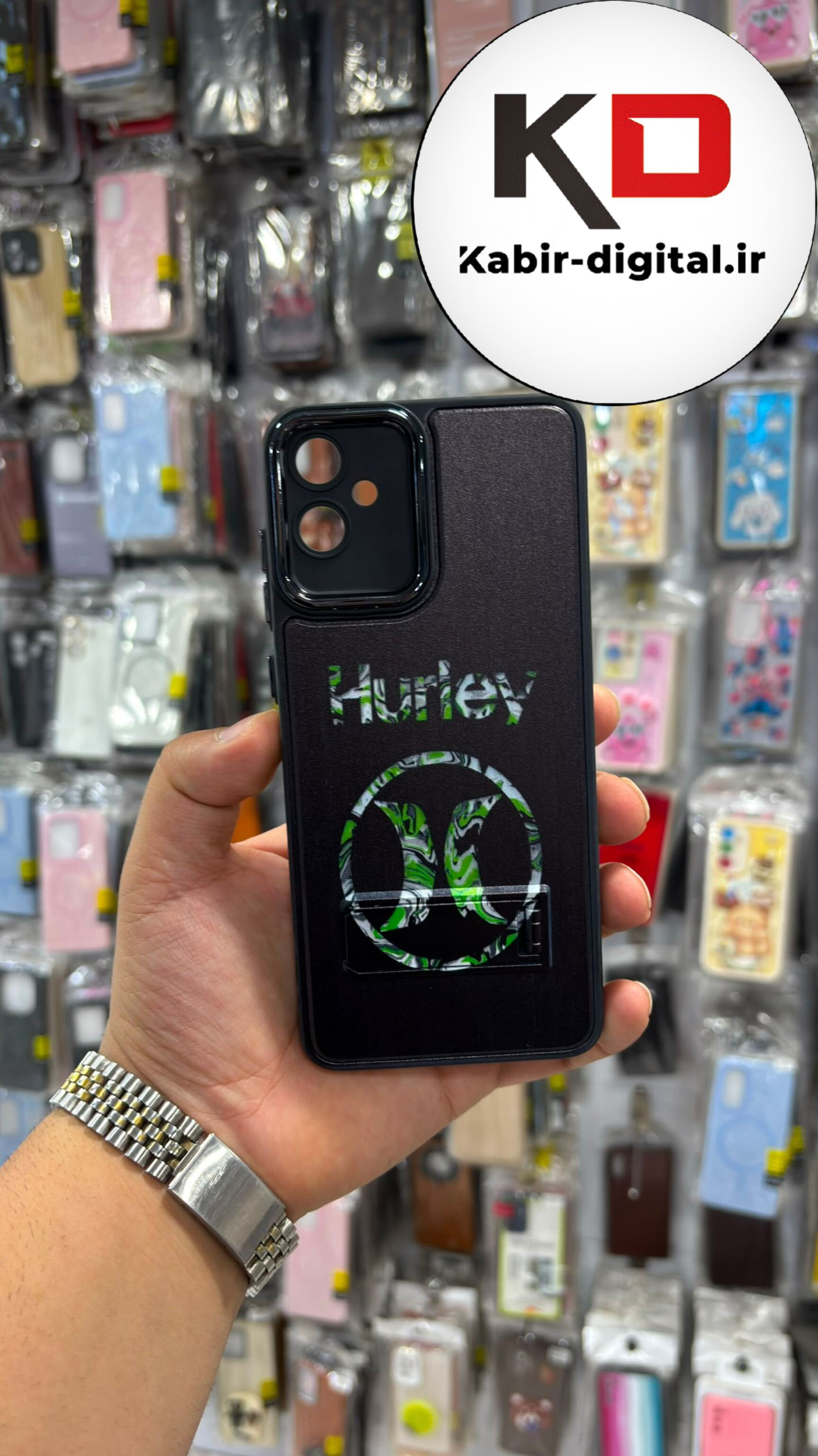 قاب گوشی Galaxy A05 سامسونگ  اورجینال لنز برجسته کرومی طرحدار استندشو محافظ لنزدار