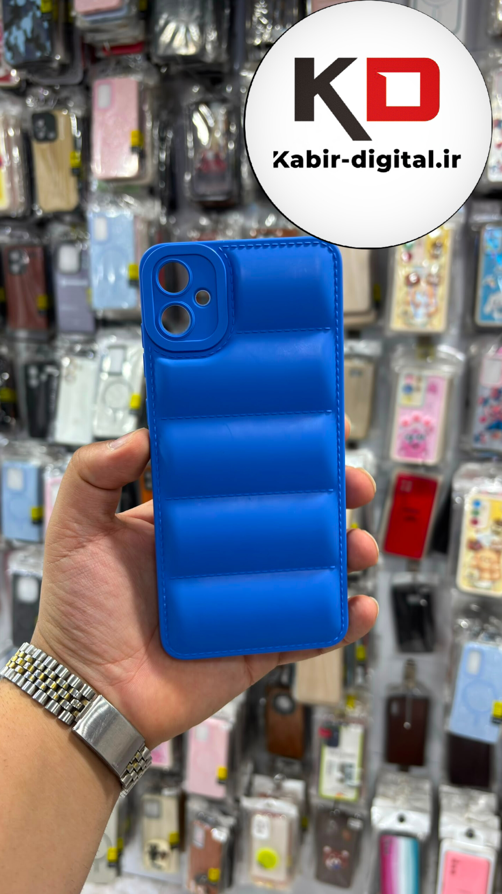 قاب گوشی Galaxy A05 سامسونگ سیلیکونی ژله ای پافر PC زیر بسته محافظ لنز دار آبی