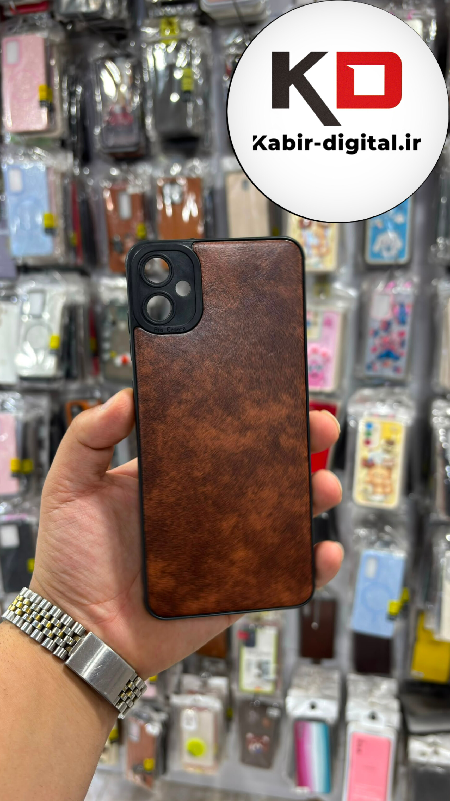 قاب گوشی Galaxy A05 سامسونگ طرح ژله ای چرمی ساده محافظ لنزدار قهوه ایی
