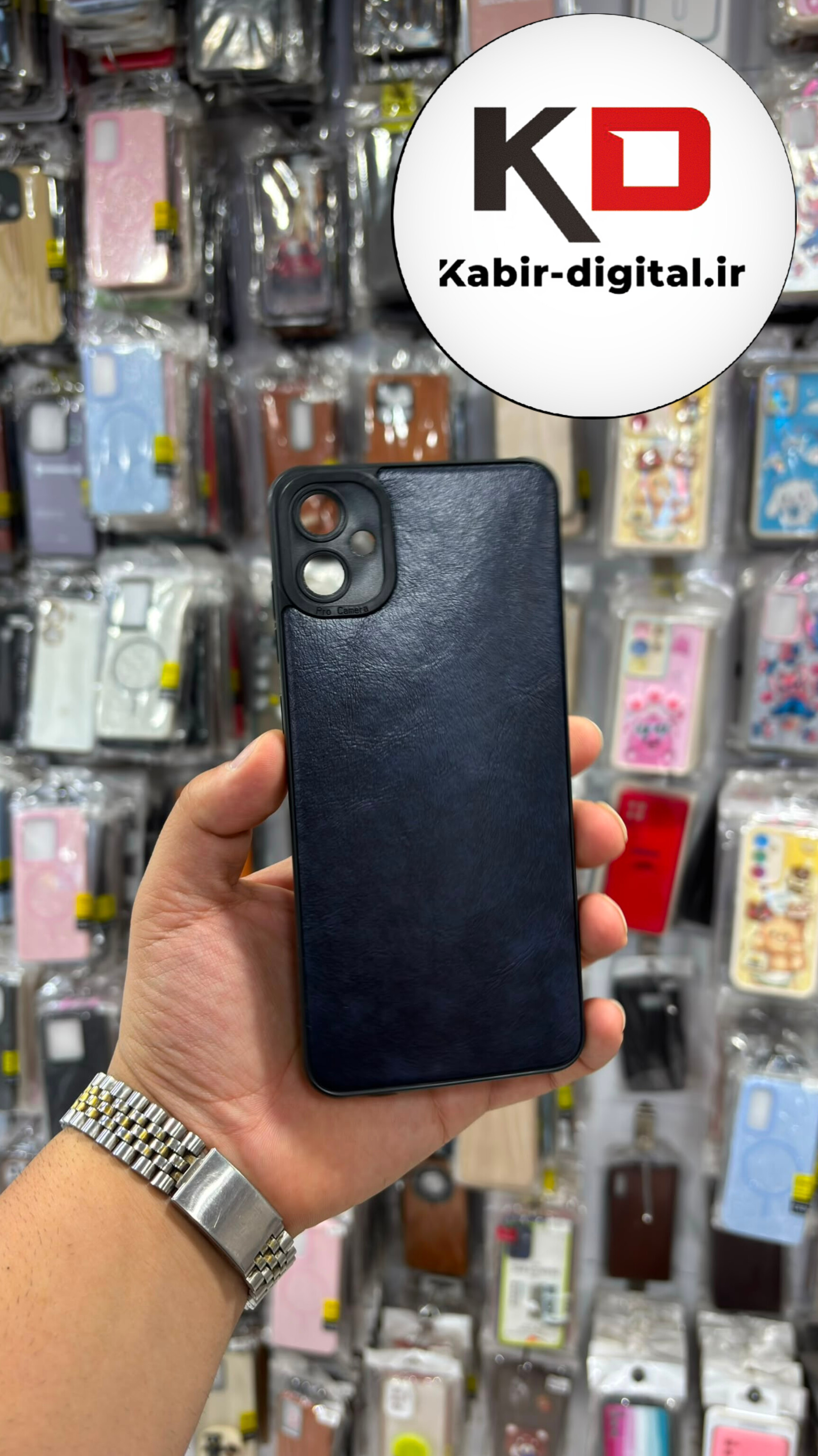 قاب گوشی Galaxy A05 سامسونگ طرح ژله ای چرمی ساده محافظ لنزدار سرمه ایی