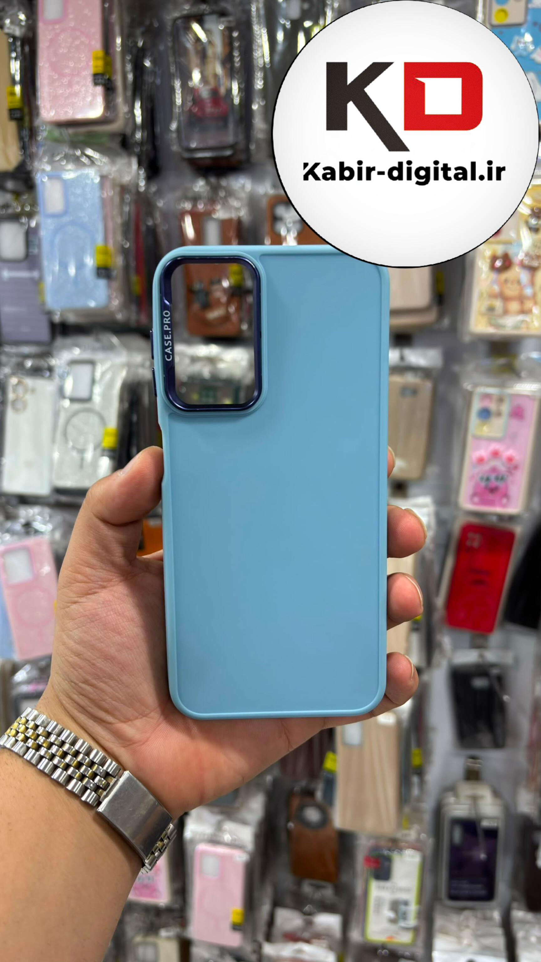 قاب گوشی Galaxy A14 سامسونگ سیلیکونی CASE PRO لنز اسپرت متال آبی فیروزه ایی