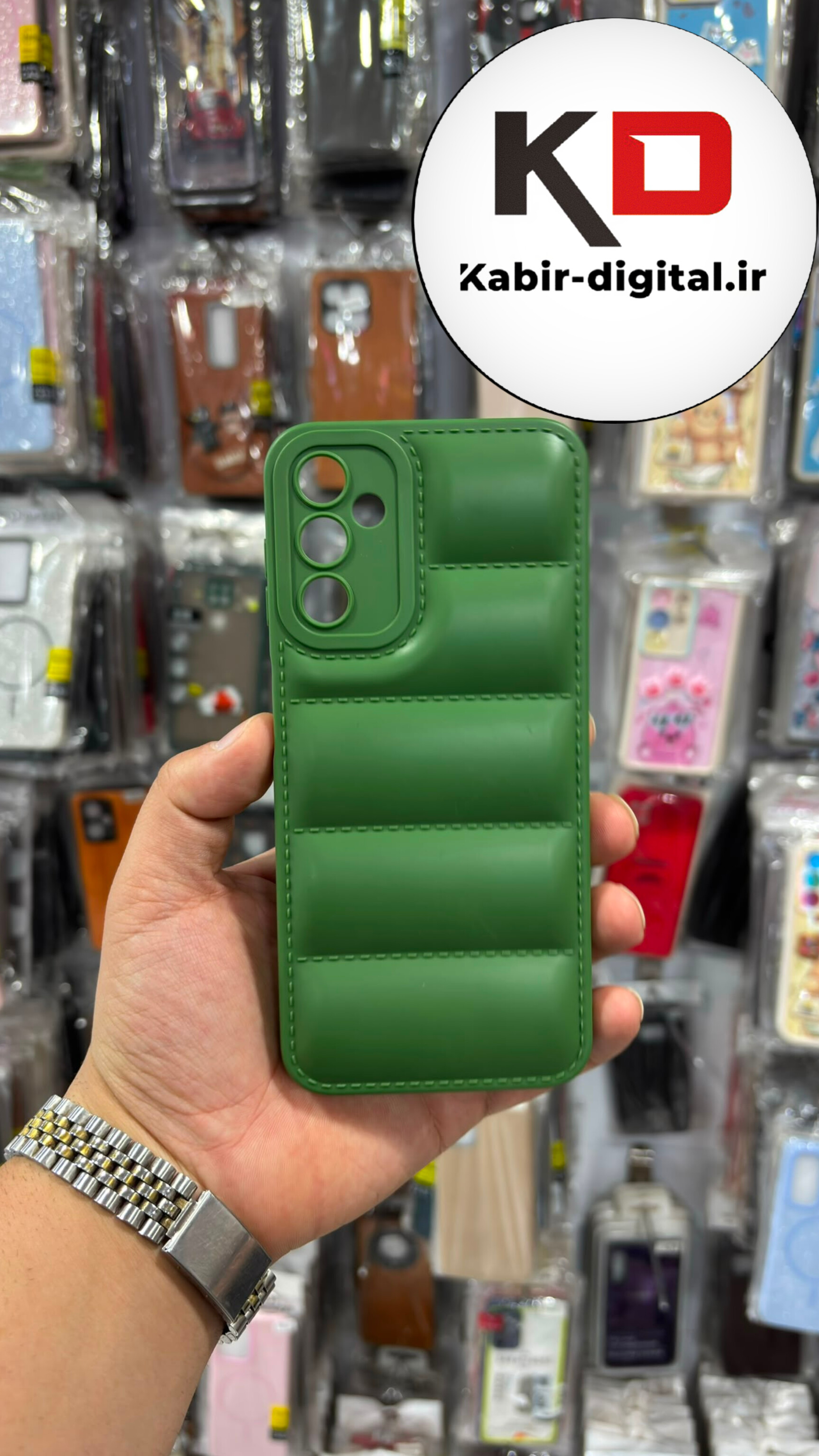 قاب گوشی Galaxy A14 سامسونگ سیلیکونی ژله ای پافر PC زیر بسته محافظ لنز دار سبز