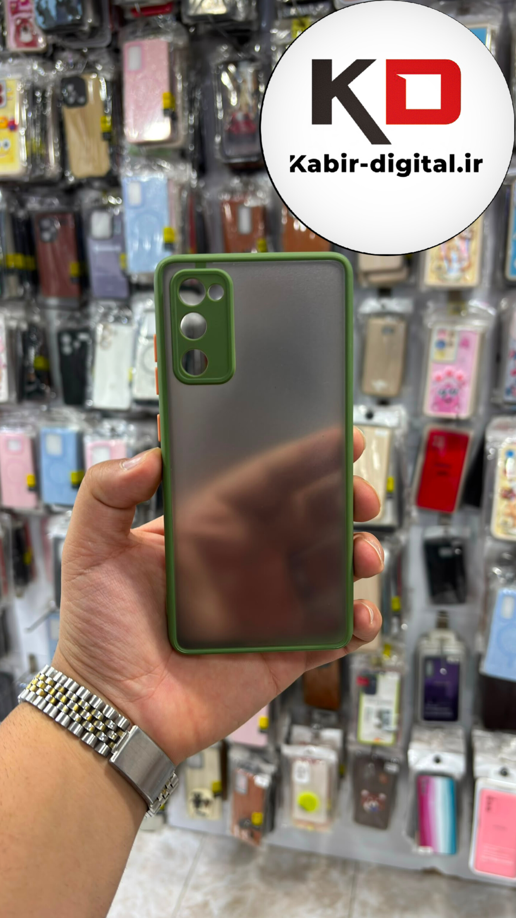 قاب گوشی Galaxy S20 FE سامسونگ پشت مات دور رنگی سیلیکونی محافظ لنزدار سبز تیره