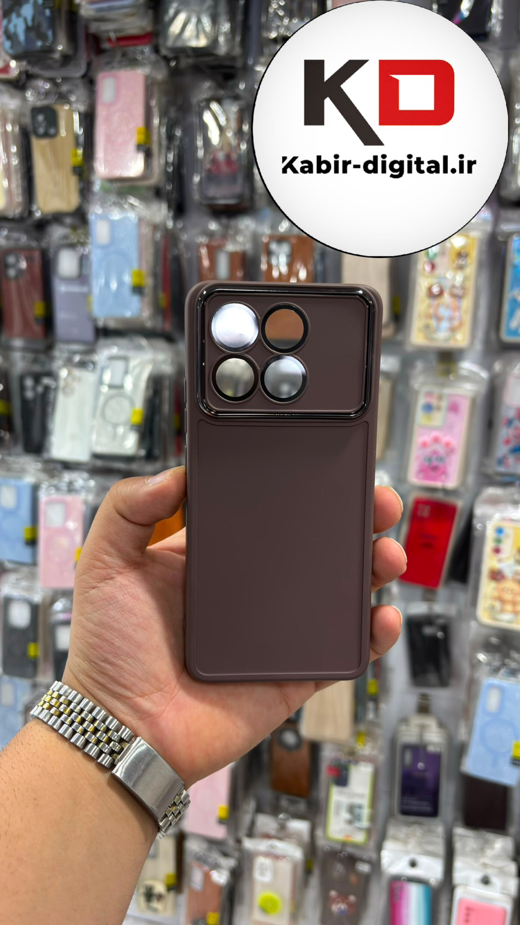 قاب گوشی Poco X6 Pro - Redmi K70E شیائومی سیلیکونی ژله ای Solid محافظ لنزدار قهوه ای لنز کرومی
