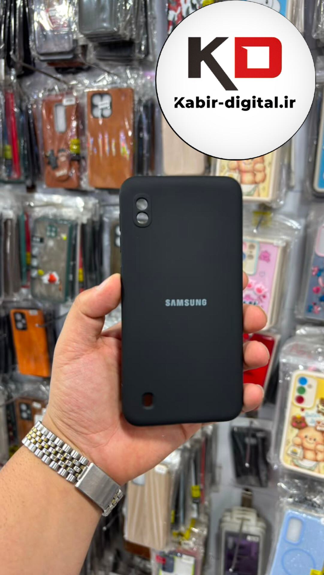 قاب گوشی Galaxy A10 / M10 سامسونگ سیلیکونی اورجینال درجه یک زیر بسته داخل پارچه محافظ لنزدار مشکی