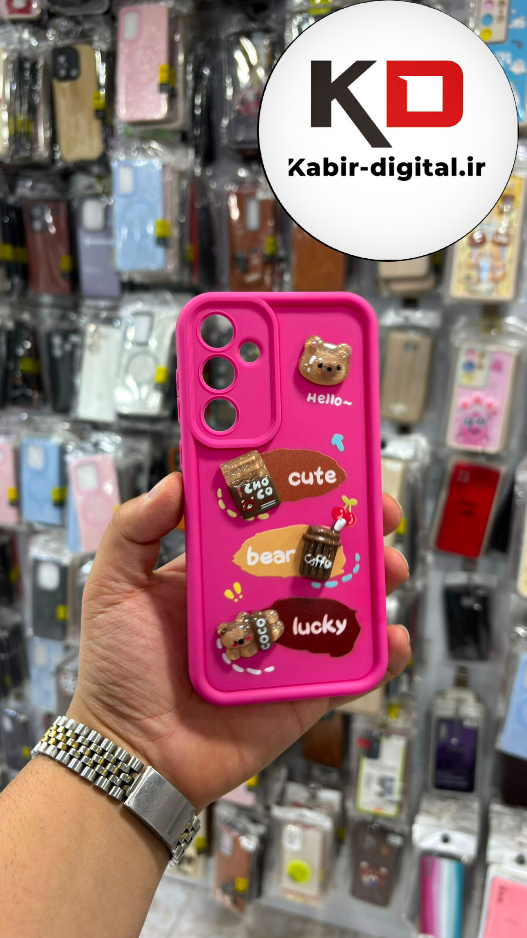 قاب گوشی Galaxy A35 سامسونگ  سیلیکونی Solid Case عروسکی برجسته سه بعدی صورتی