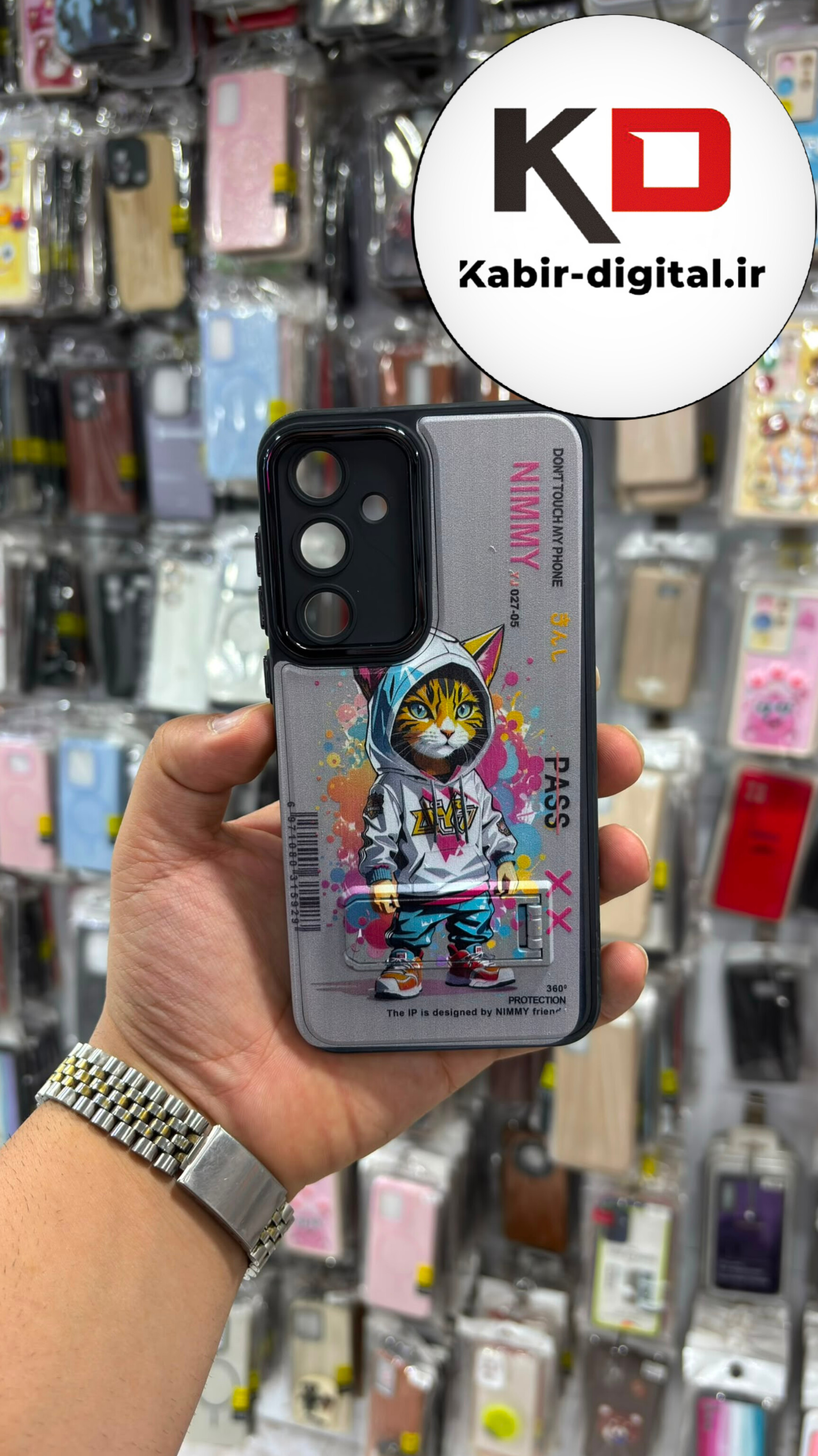 قاب گوشی Galaxy A35 سامسونگ  سیلیکونی Solid Case عروسکی لنز کرومی استندشو محافظ لنزدار