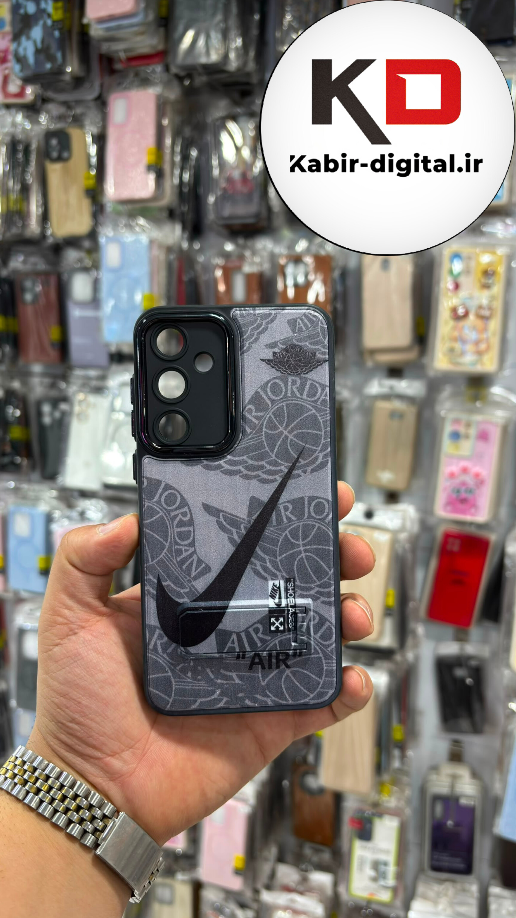 قاب گوشی Galaxy A55 سامسونگ  سیلیکونی Solid Case عروسکی لنز کرومی استندشو محافظ لنزدار