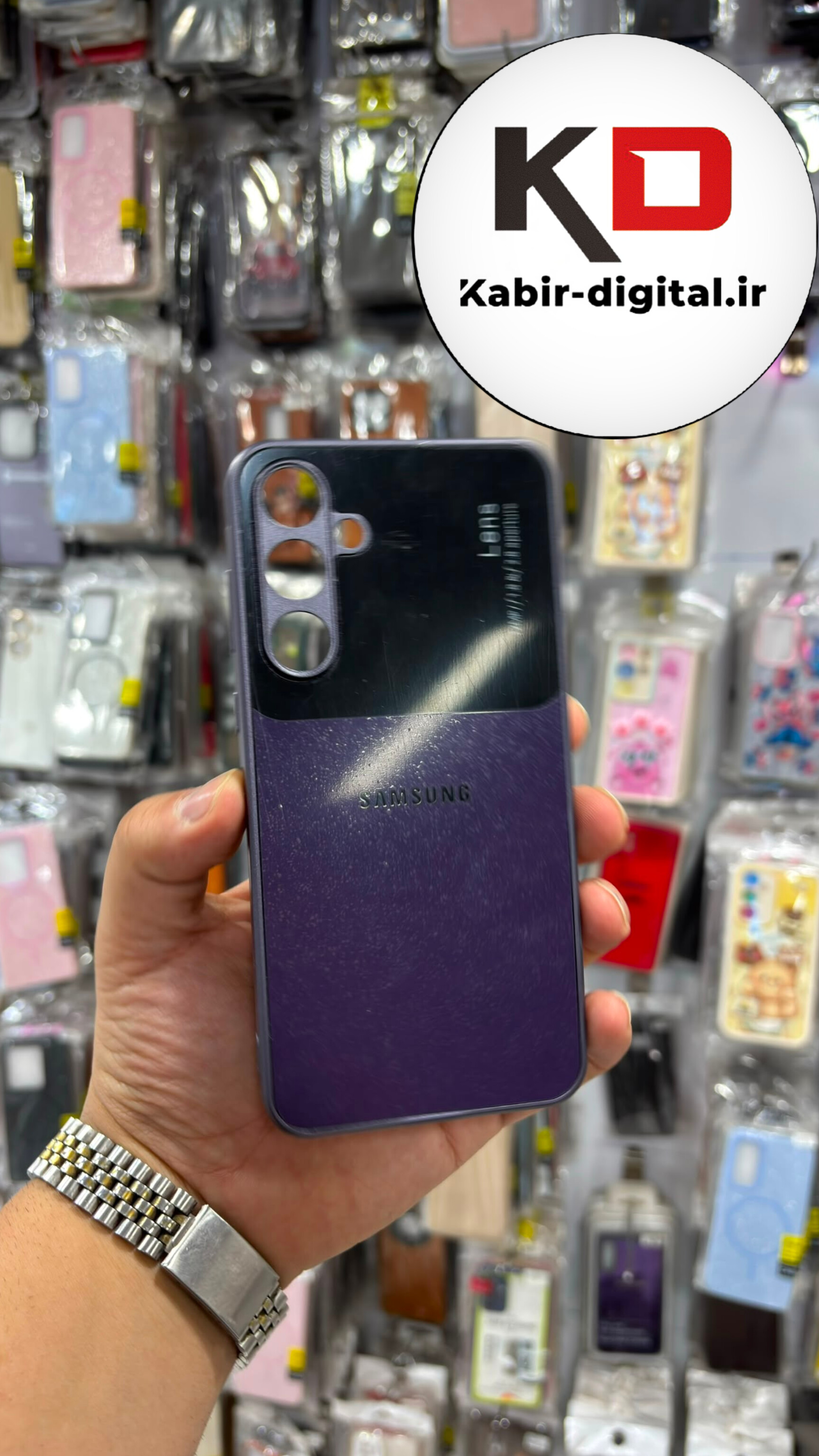 قاب گوشی Galaxy A55 سامسونگ طرح ضد ضربه PVD Camera Lense اورجینال محافظ لنز دار رنگ بنفش