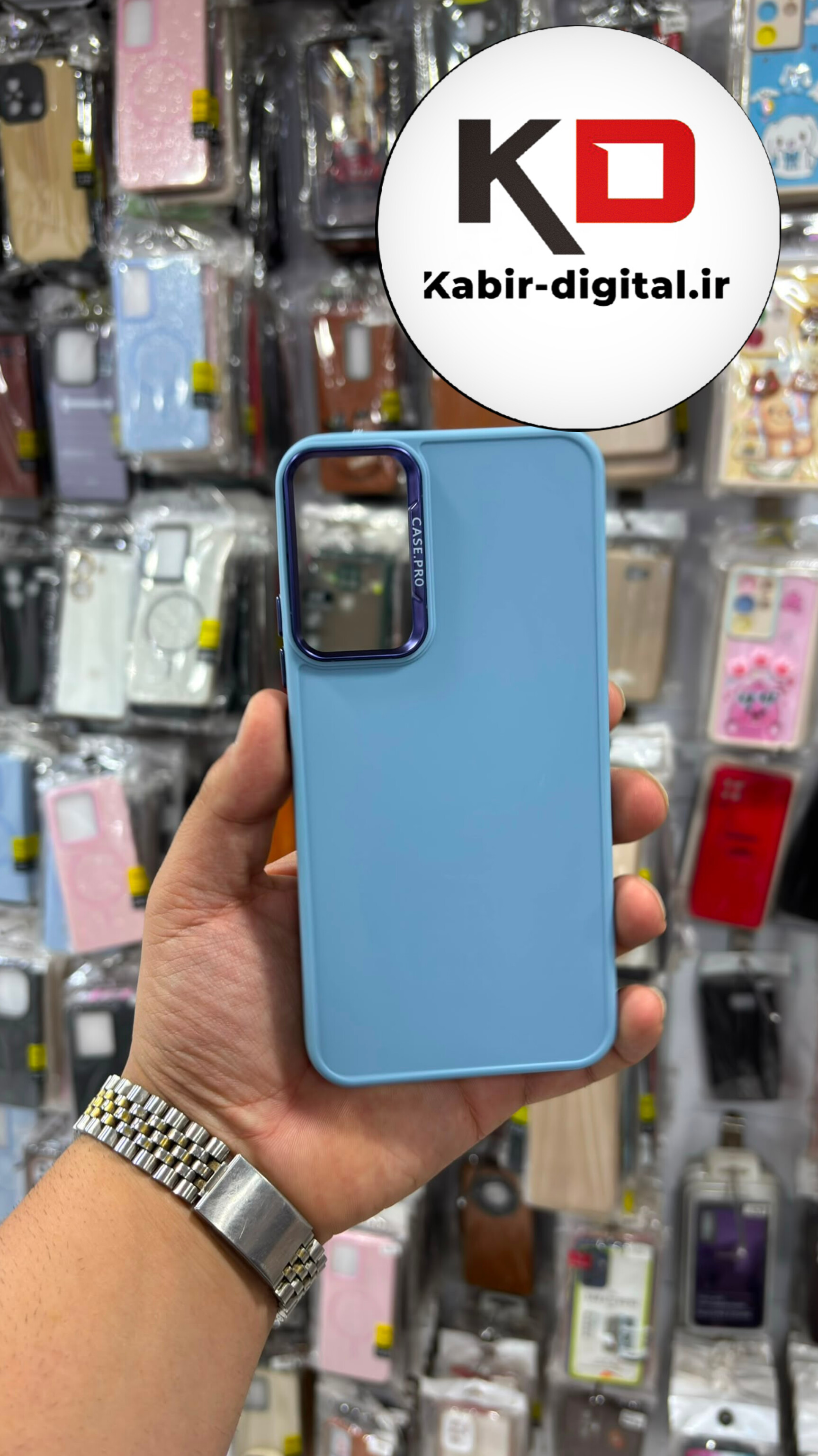 قاب گوشی Galaxy A34 سامسونگ سیلیکونی CASE PRO لنز اسپرت متال آبی