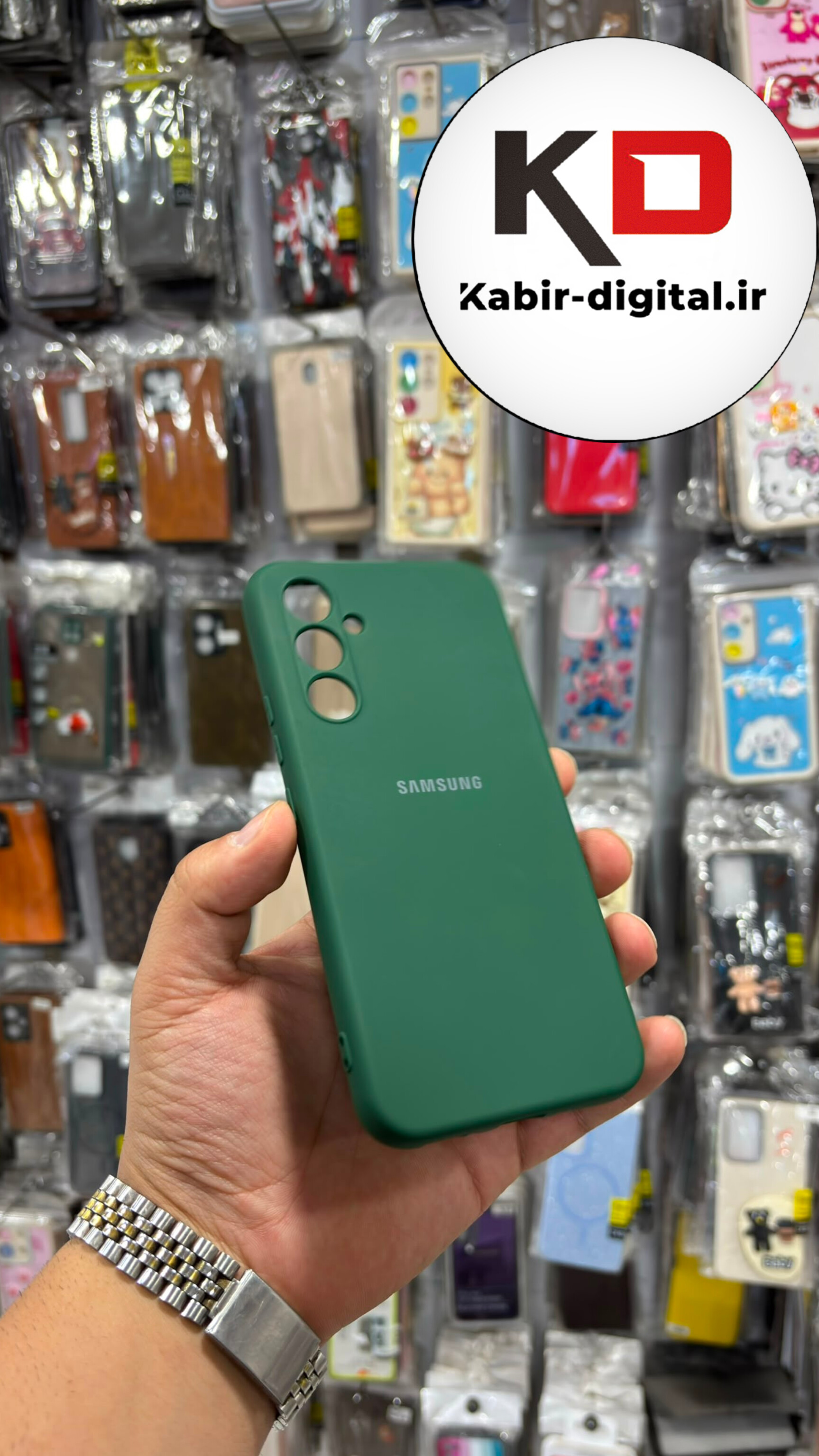 قاب گوشی Galaxy A54 سامسونگ سیلیکونی اورجینال درجه یک داخل پارچه درجه یک محافظ لنزدار سبز
