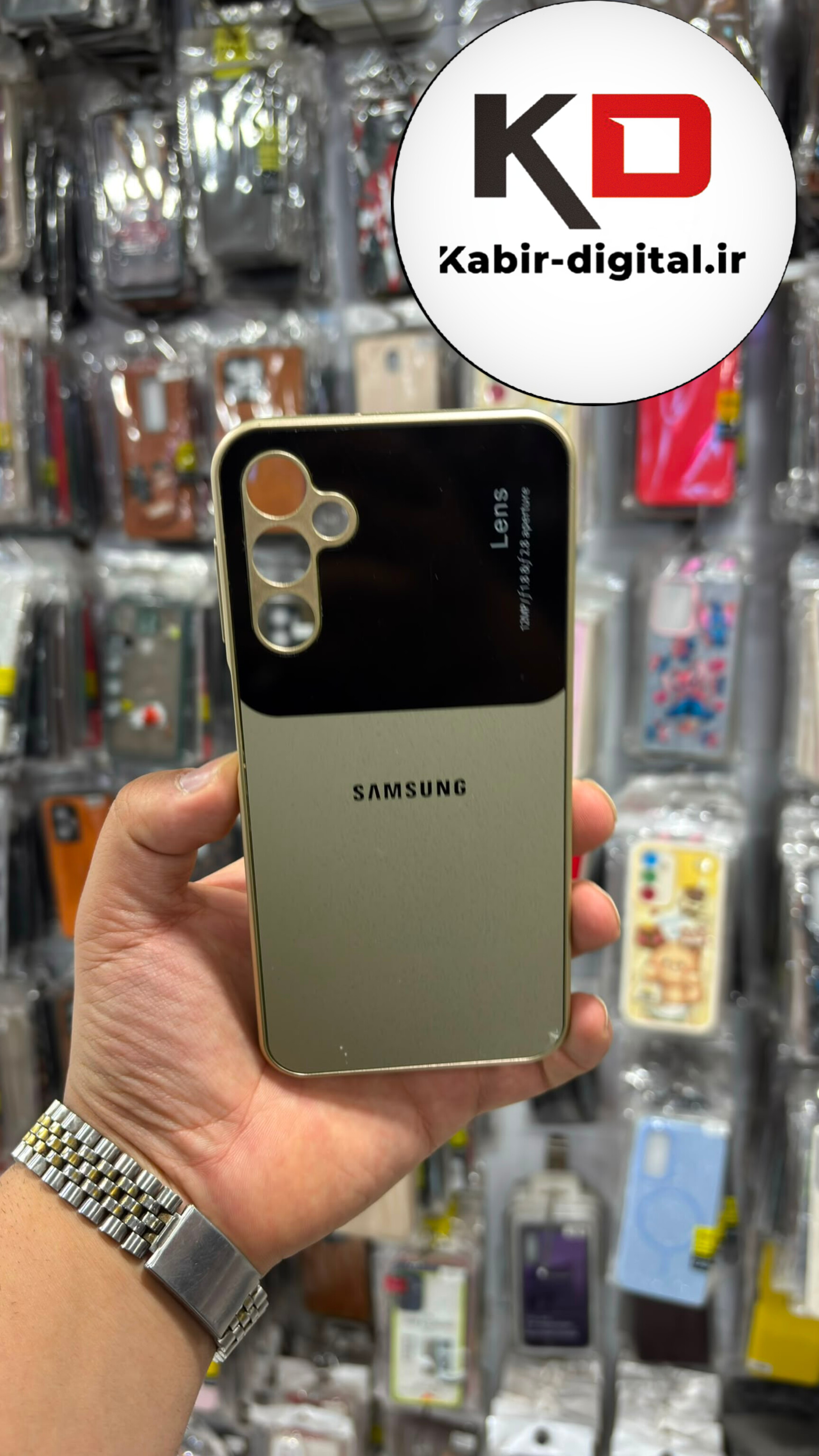 قاب گوشی Galaxy A54 سامسونگ PVD Camera Lense اورجینال محافظ لنز دار رنگ طلایی