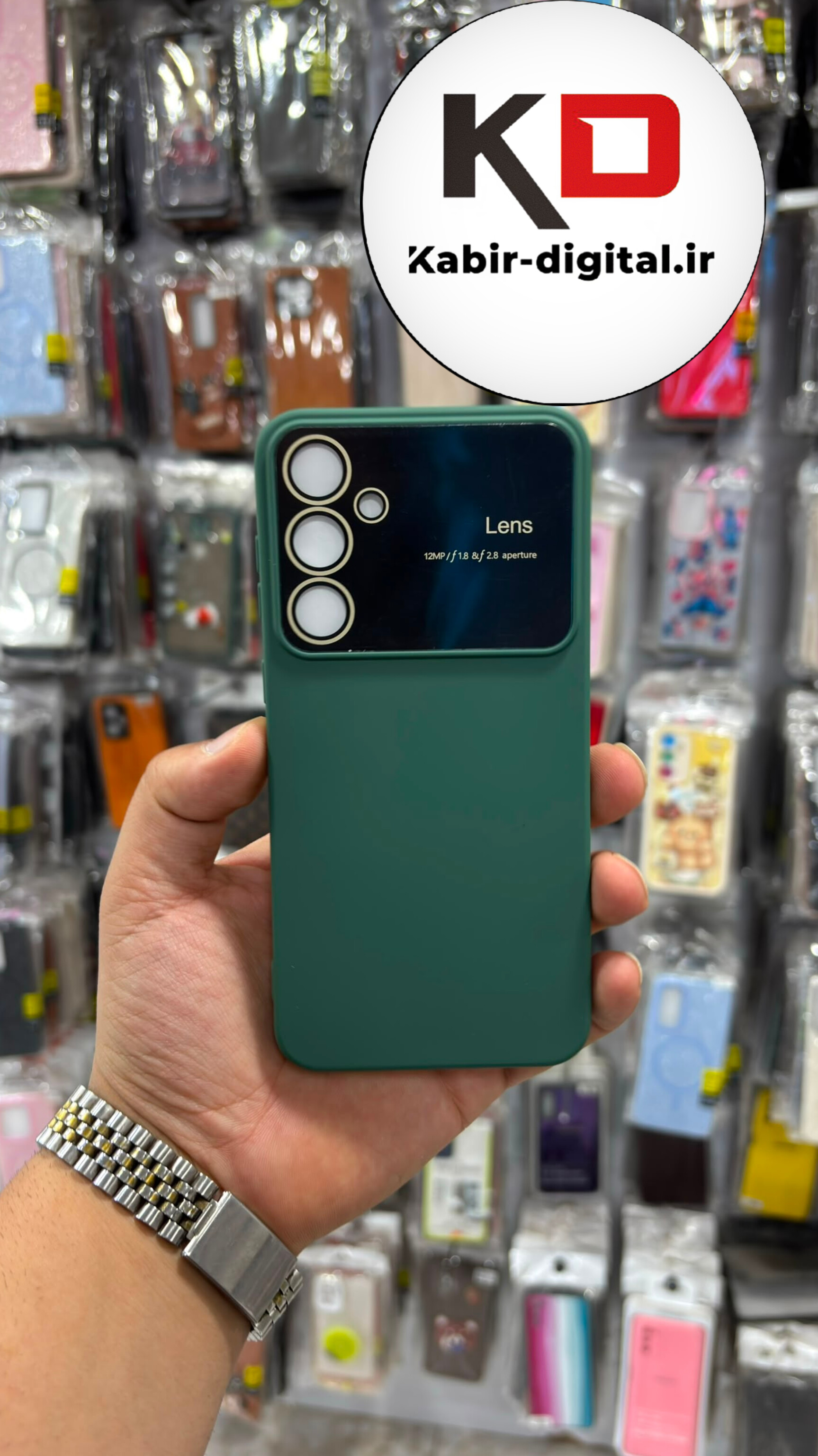قاب گوشی Galaxy S23 FE سامسونگ سیلیکونی Camera Lens زیر بسته محافظ لنز دار سبز تیره