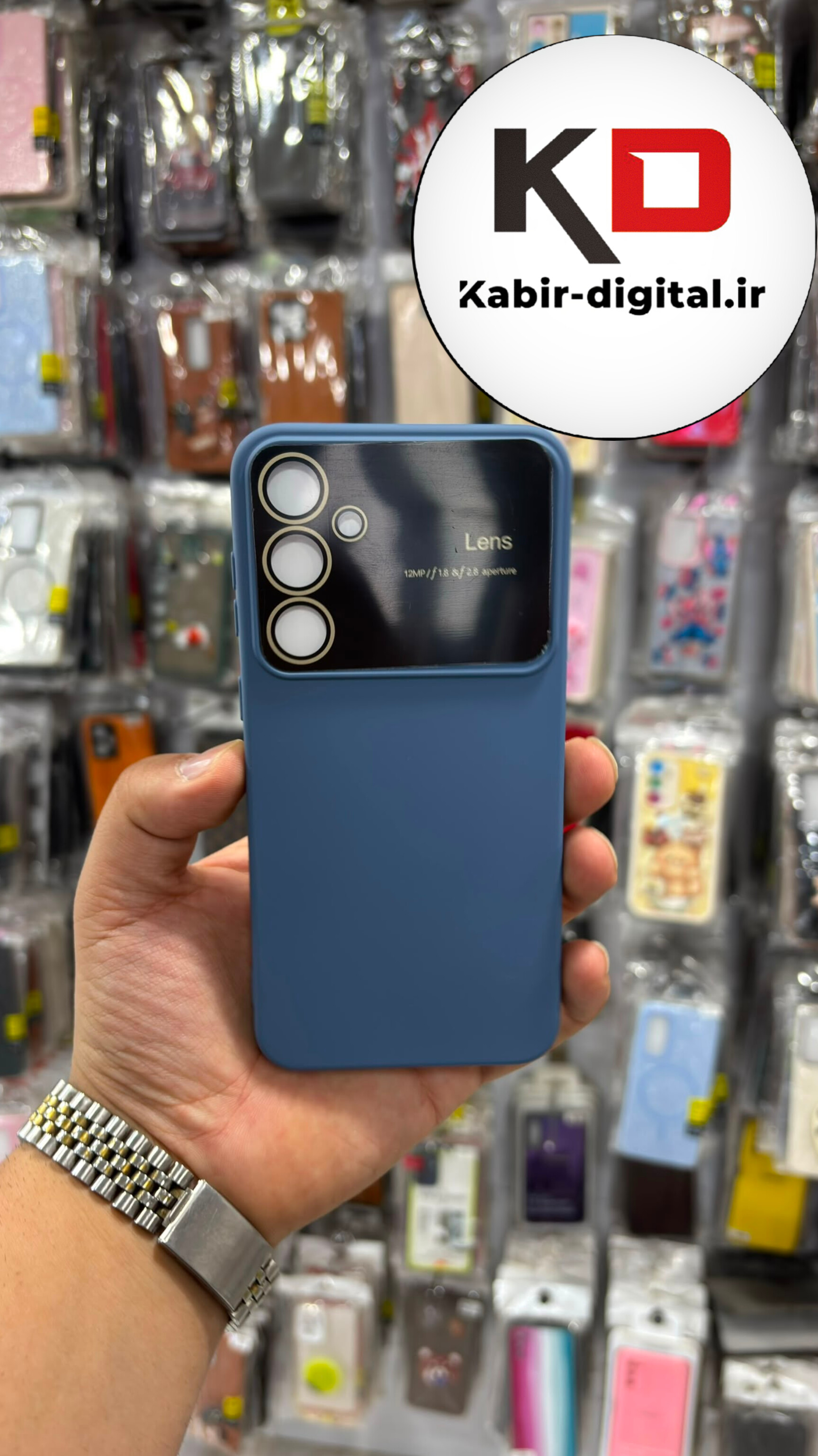 قاب گوشی Galaxy S23 FE سامسونگ سیلیکونی Camera Lens زیر بسته محافظ لنز دار آبی تیره