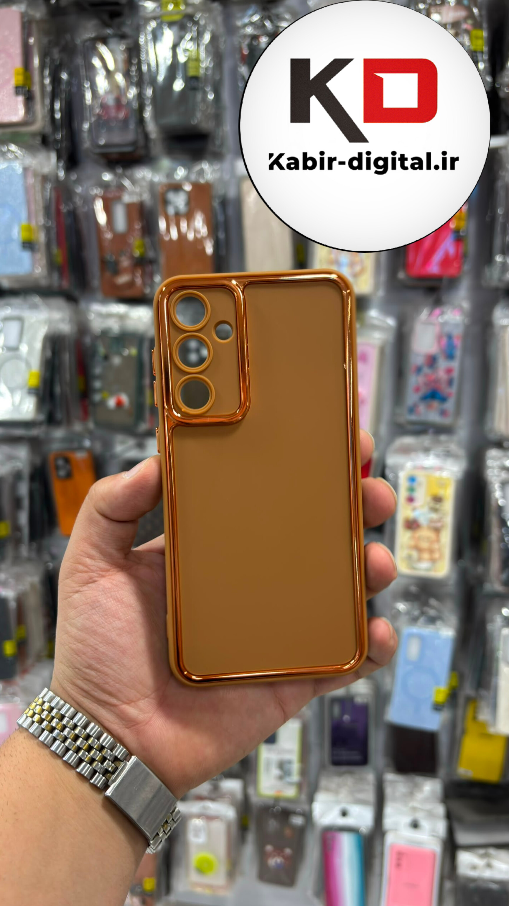 قاب گوشی Galaxy S23 FE سامسونگ سیلیکونی CASE PRO لنز اسپرت متال عسلی