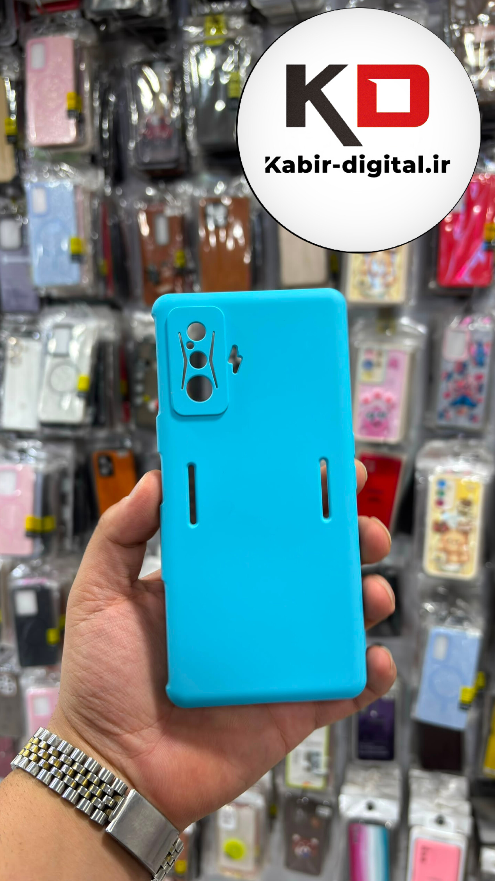 قاب گوشی Poco F4 GT / Redmi K50 Gaming شیائومی سیلیکونی اورجینال درجه یک زیر بسته داخل پارچه فیروزه ایی محافظ لنز دار
