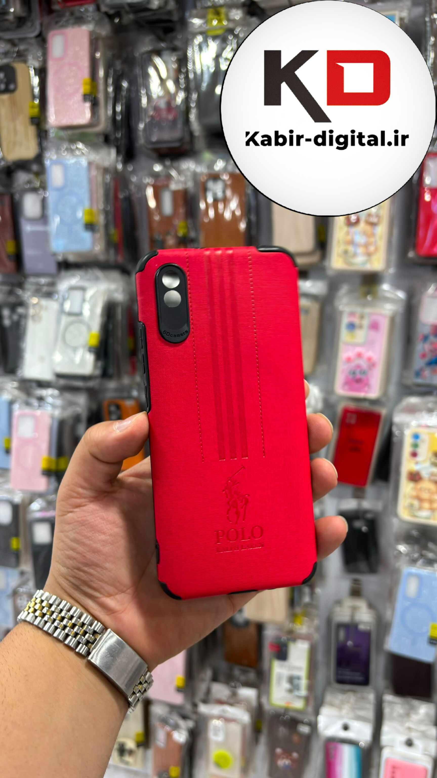 قاب گوشی Redmi 9A شیائومی طرح ضد ضربه چرمی Polo پولو ایربگ دار کلاسیک برجسته قرمز