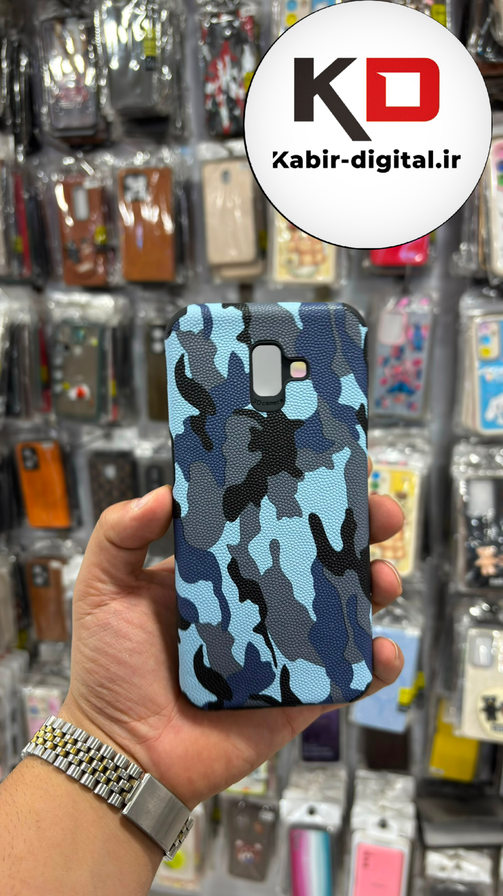 قاب گوشی Galaxy J6 Plus سامسونگ طرح ضد ضربه بتمن چریکی ارتشی محافظ لنز دار آبی