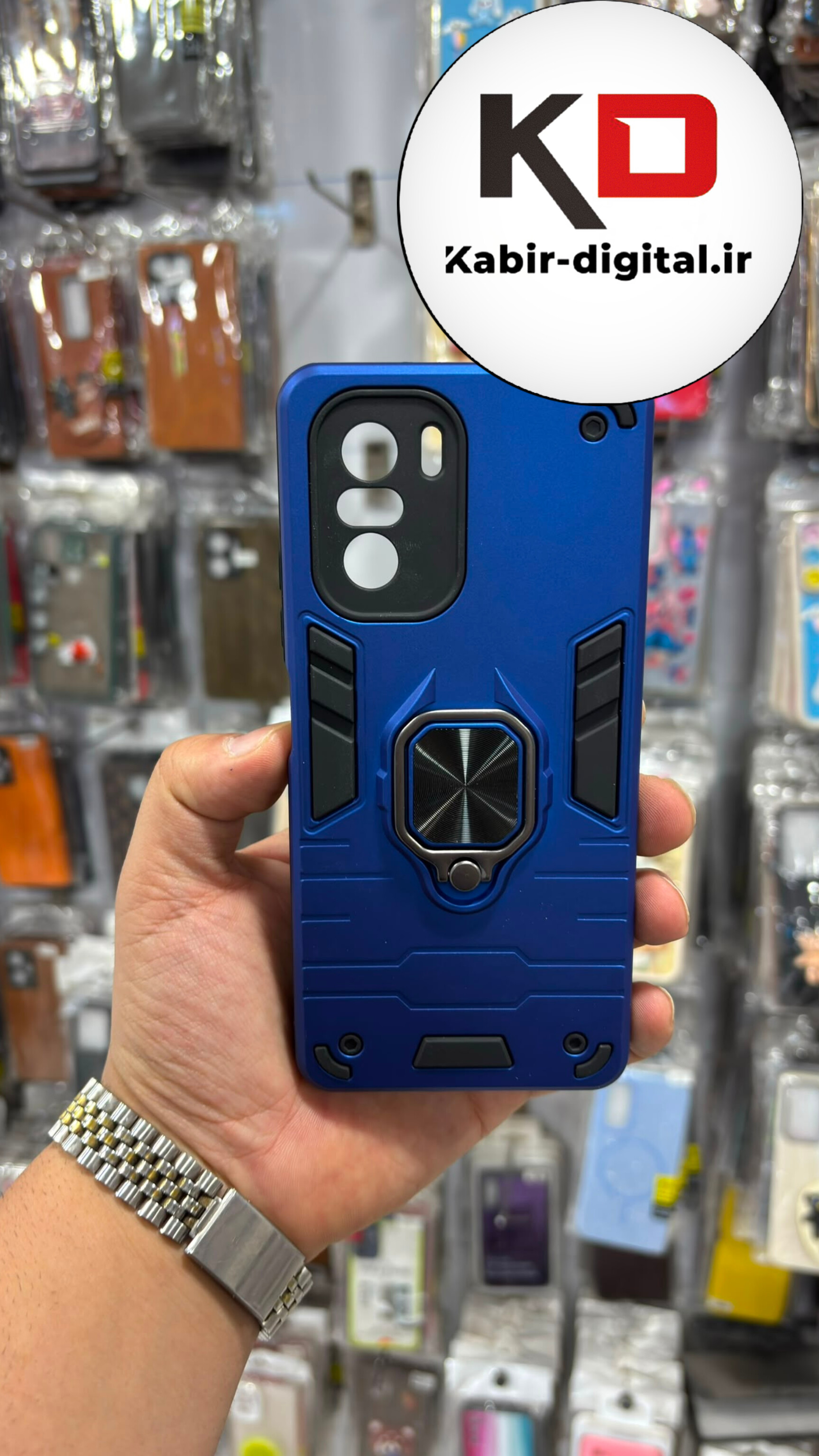 قاب گوشی Redmi 40K / POCO F3 شیائومی طرح ضد ضربه بتمن فول کاور هولدر دار آبی