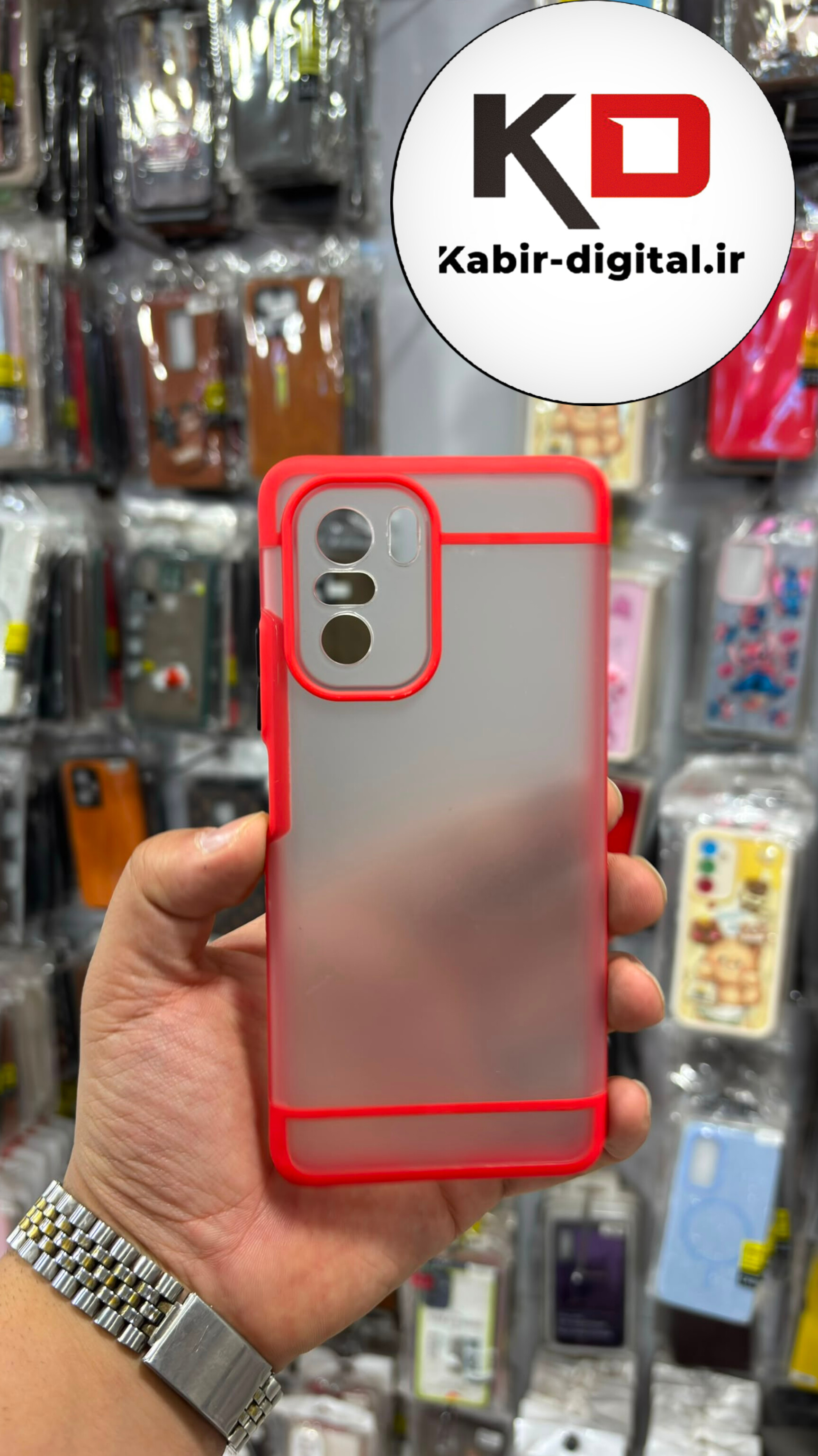 قاب گوشی Redmi 40K / POCO F3 شیائومی پشت مات دور رنگی سیلیکونی محافظ لنزدار قرمز