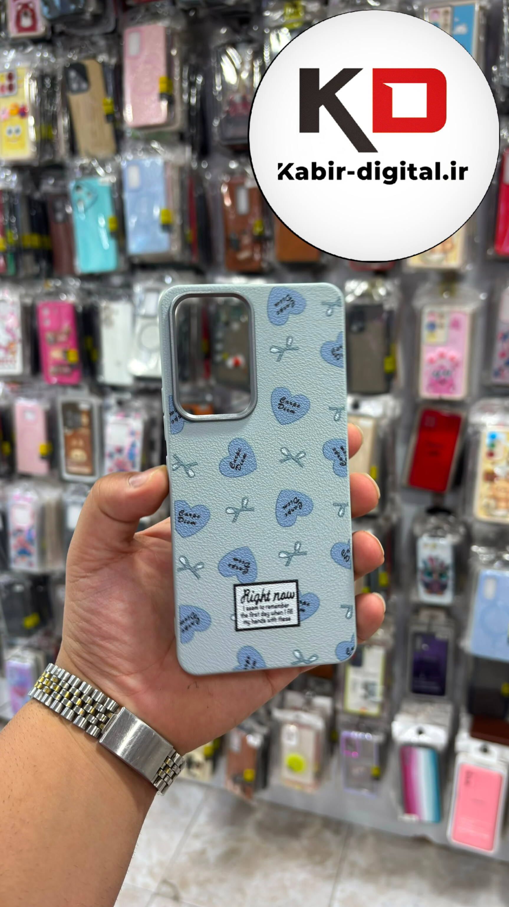 قاب گوشی Galaxy A53 سامسونگ لدر دیزاین SOFT Lether Design سیلیکونی طرح قلب آبی