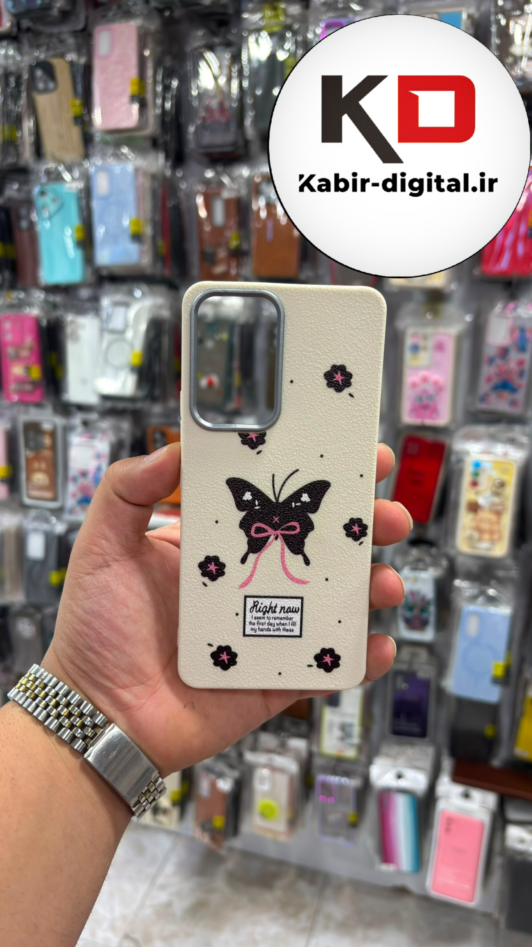 قاب گوشی Galaxy A53 سامسونگ لدر دیزاین SOFT Lether Design سیلیکونی طرح پروانه کرمی