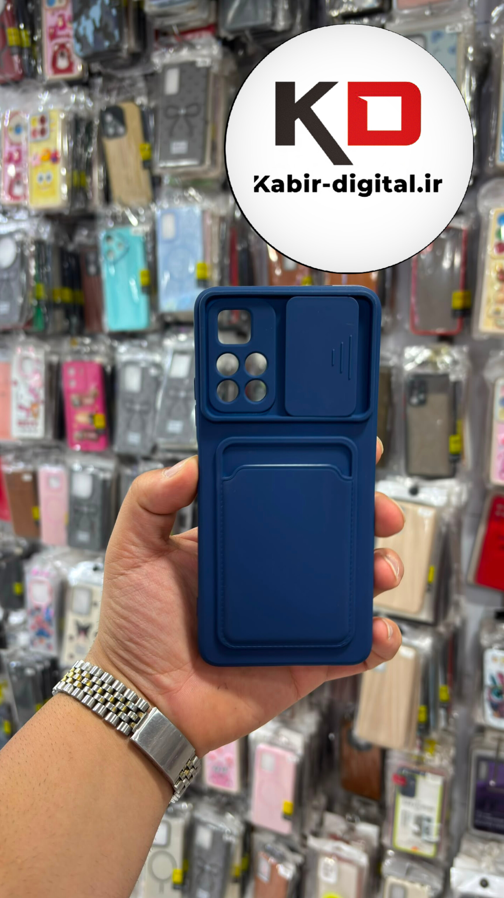 قاب گوشی Redmi Note 11 5g / POCO M4 Pro شیائومی سیلیکونی جا کارتی دار محافظ لنز دار کشویی سرمه ایی