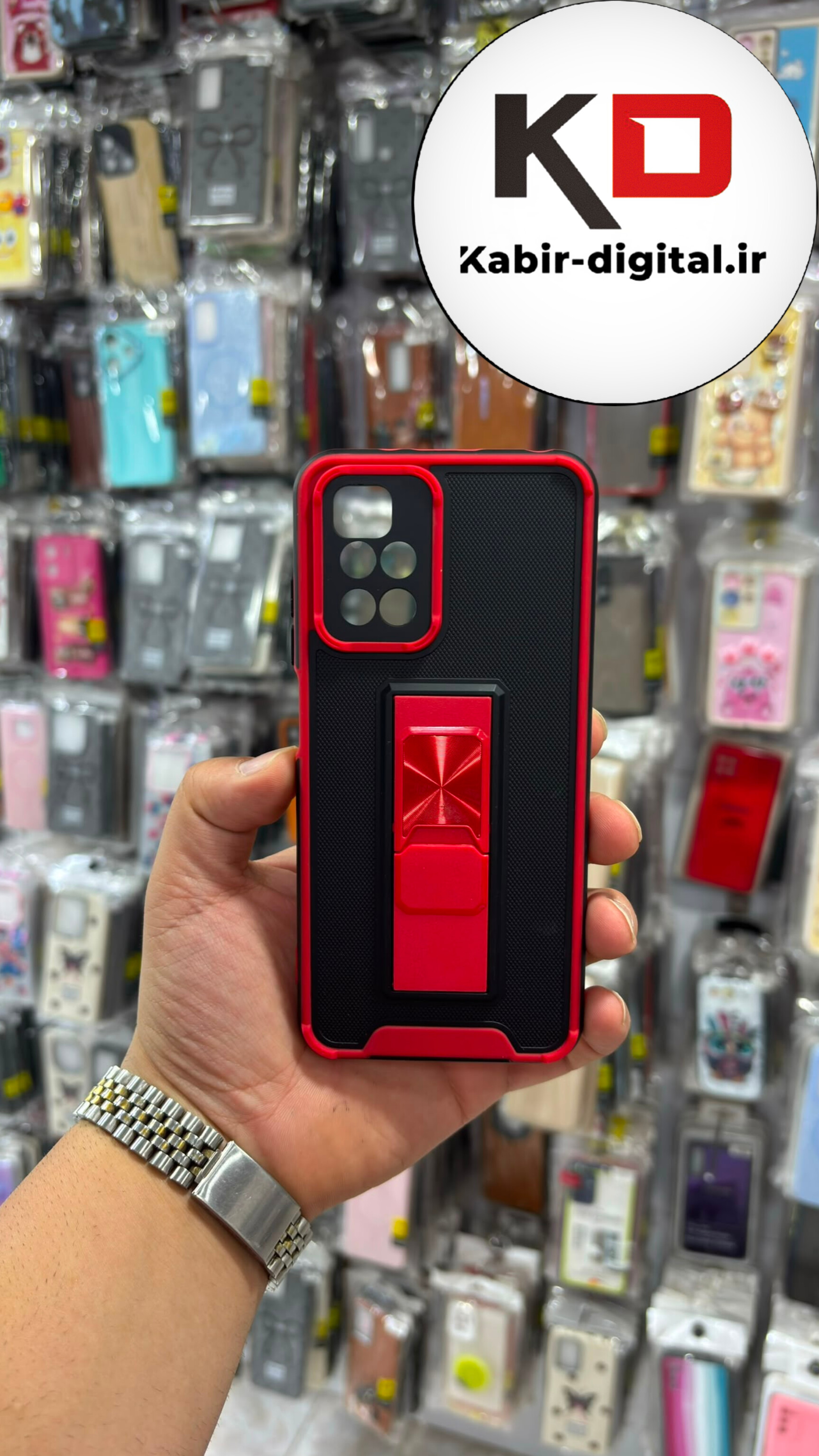 قاب گوشی Redmi Note 10 / Note 10 prime شیائومی ضد ضربه بتمن استندشو سوزنی محافظ لنزدار قرمز