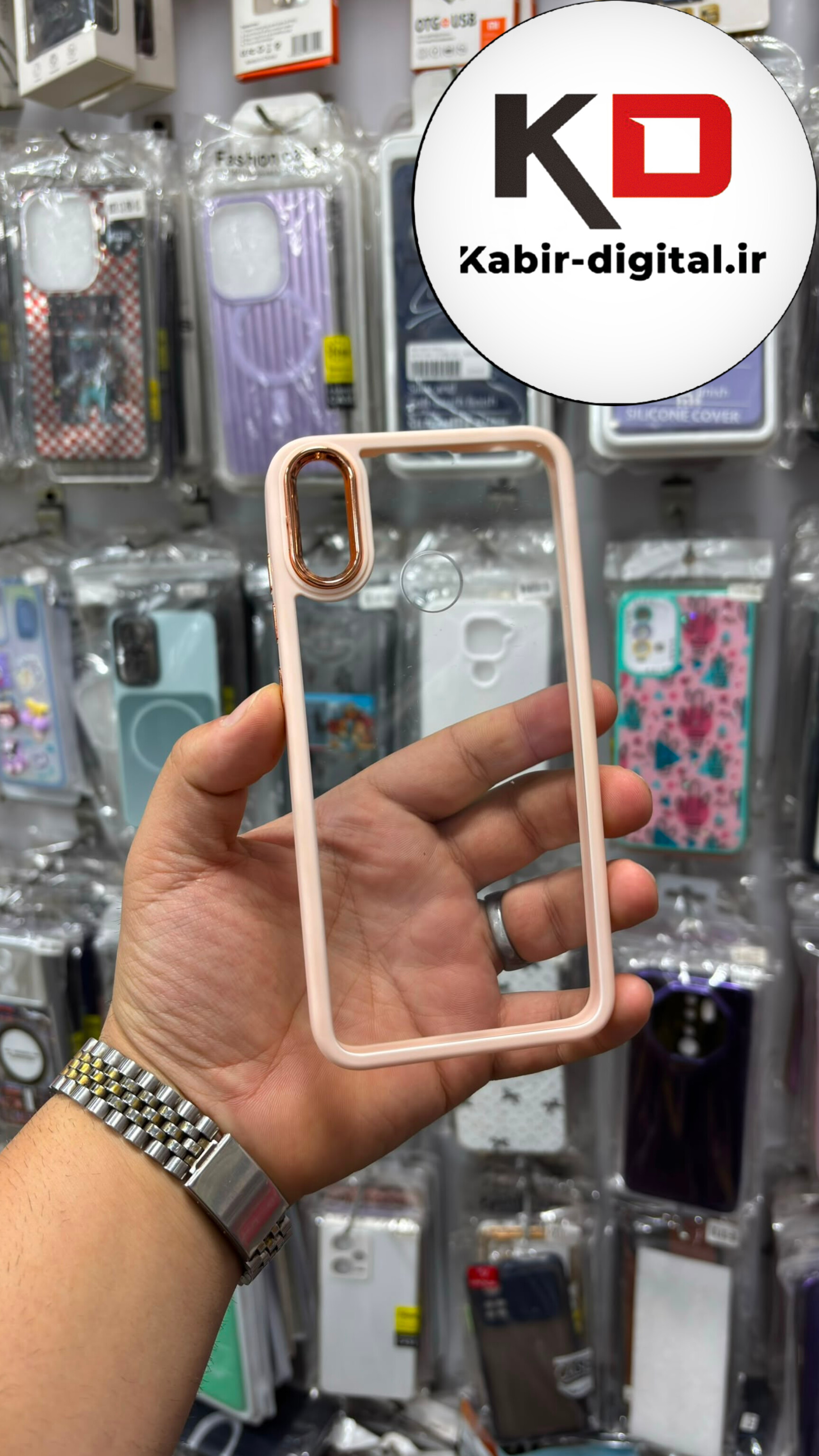 قاب گوشی   Y7 Prime 2019 هواوی New Skin اورجینال متال دور سیلیکونی شفاف صورتی پاستیلی