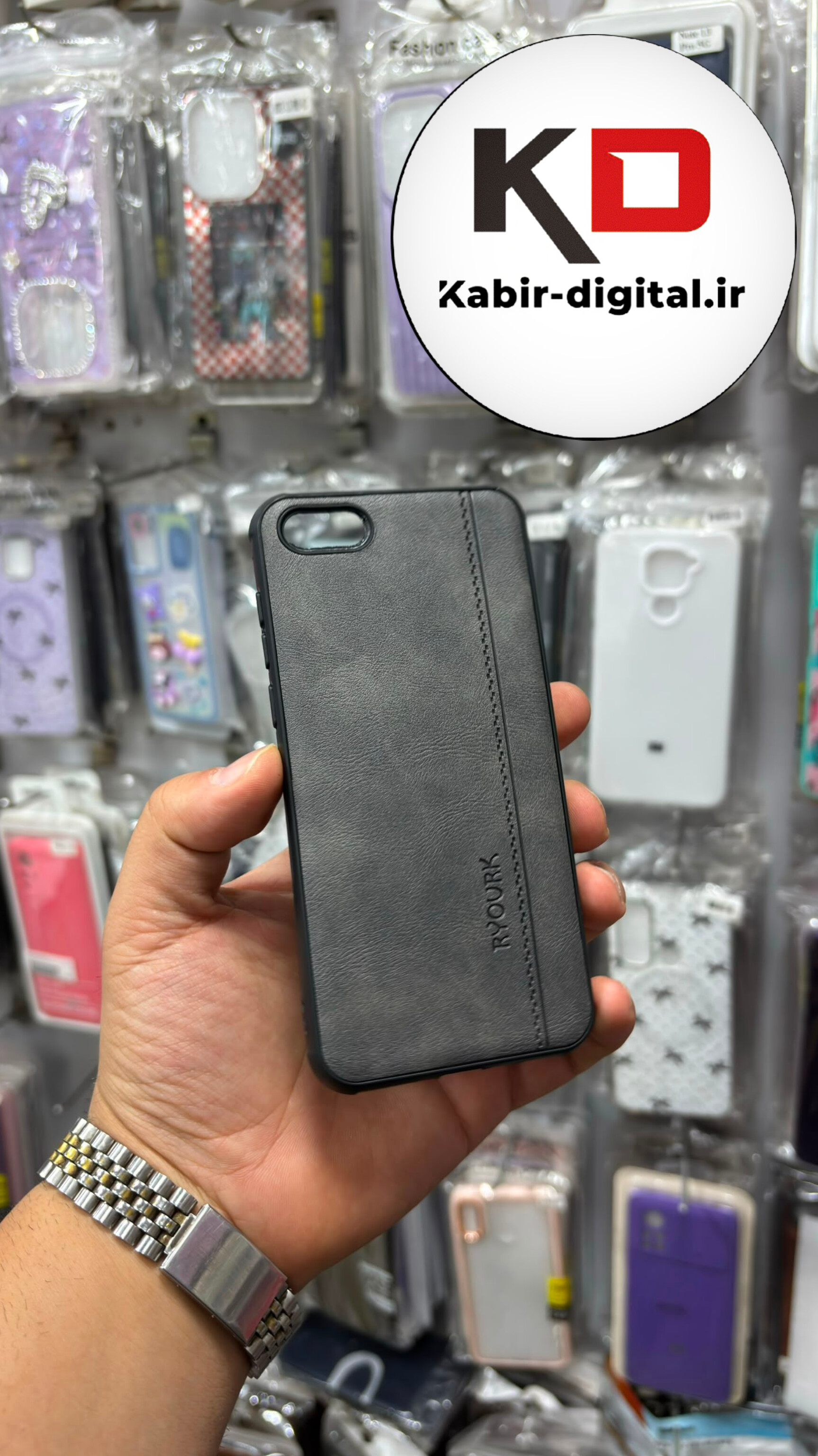 قاب گوشی  Y5  2018 / Y5 Prime 2018 هواوی چرمی طرح دوخت RYOURK کلاسیک ایربگ دار طوسی محافظ لنز دار