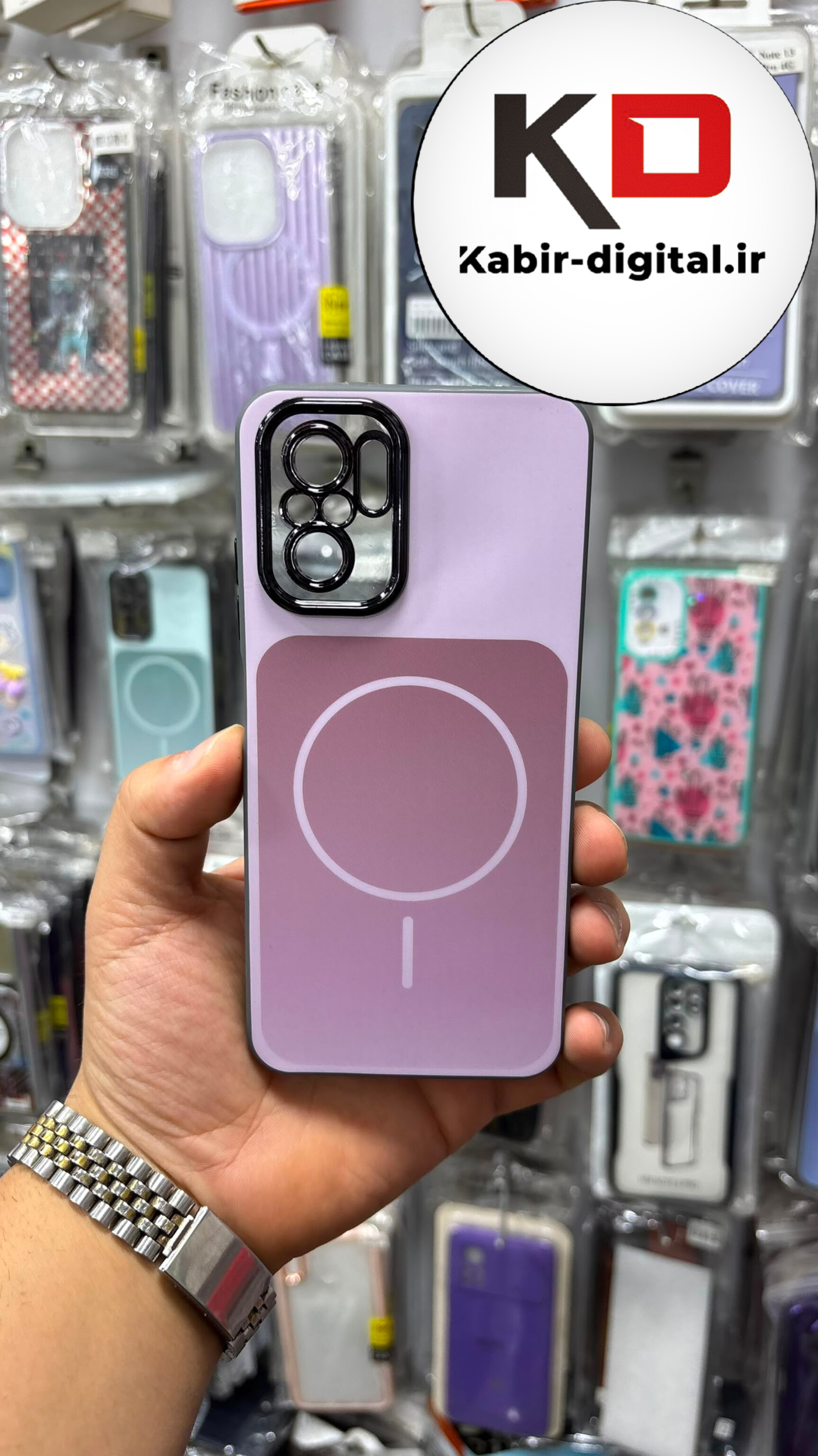 قاب گوشی Redmi Note 10 / Note 10s / POCO M5s شیائومی PVD طرح مگ سیف MagSafe صورتی محافظ لنز دار کرومی