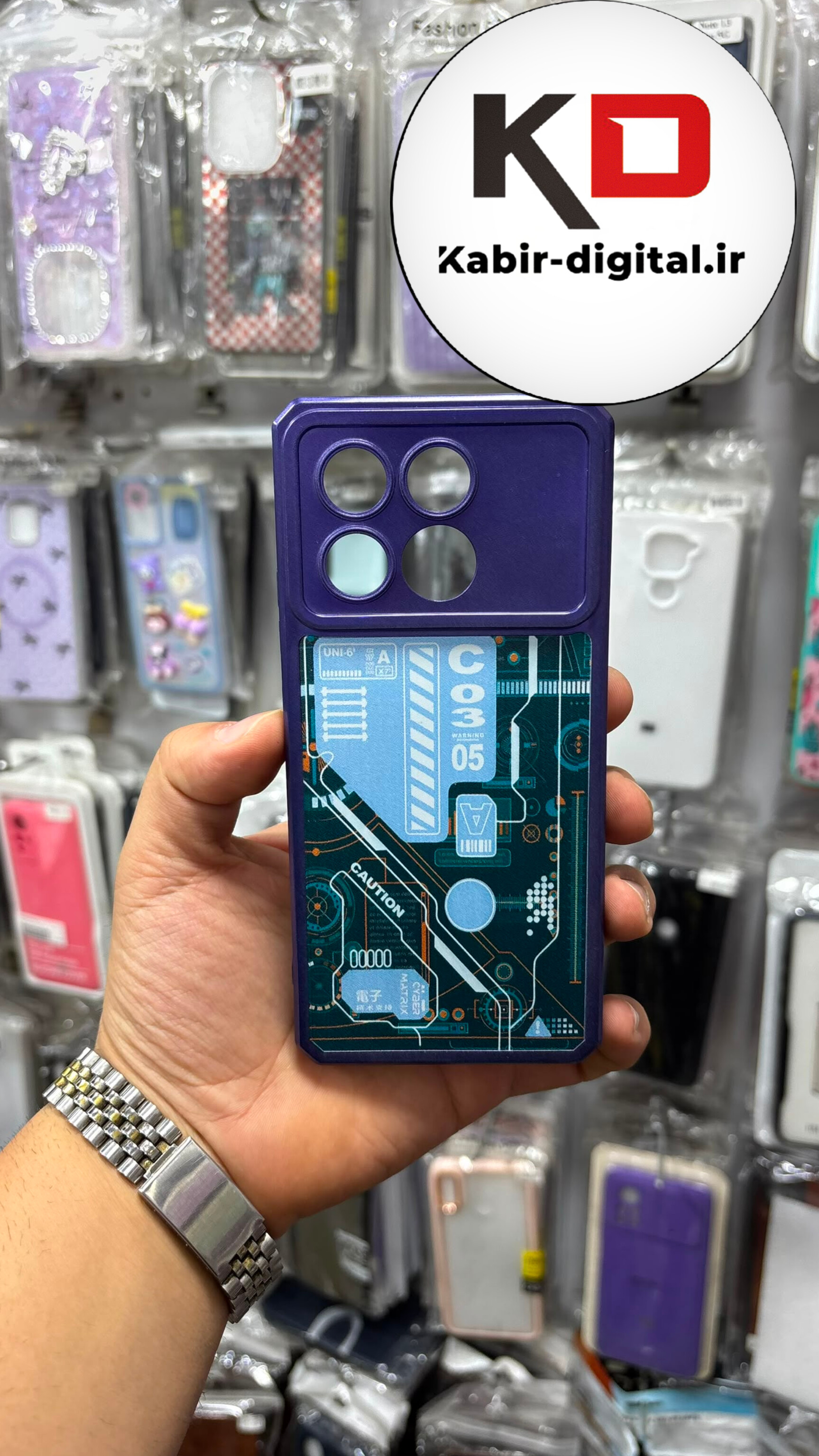 قاب گوشی POCO X6 Pro شیائومی  طرح مگ سیفی MagSafe آینه ای برند Case Tify مدل اسپرت HIGH VOLTAGE محافظ لنزدار بنفش