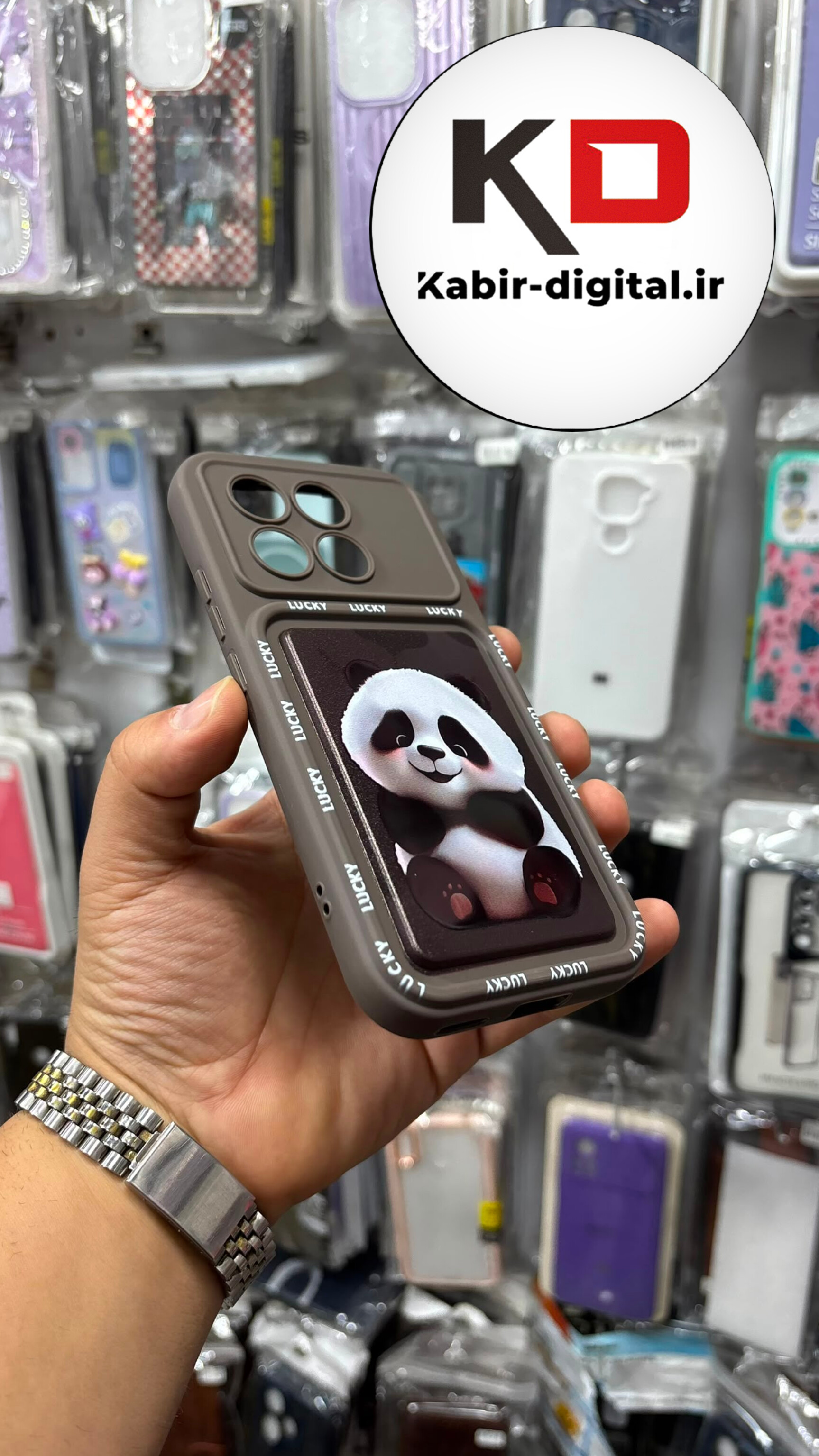 قاب گوشی POCO X6 Pro شیائومی  طرح سیلیکونی Solid عروسکی محافظ لنزدار طرح پاندا موکا
