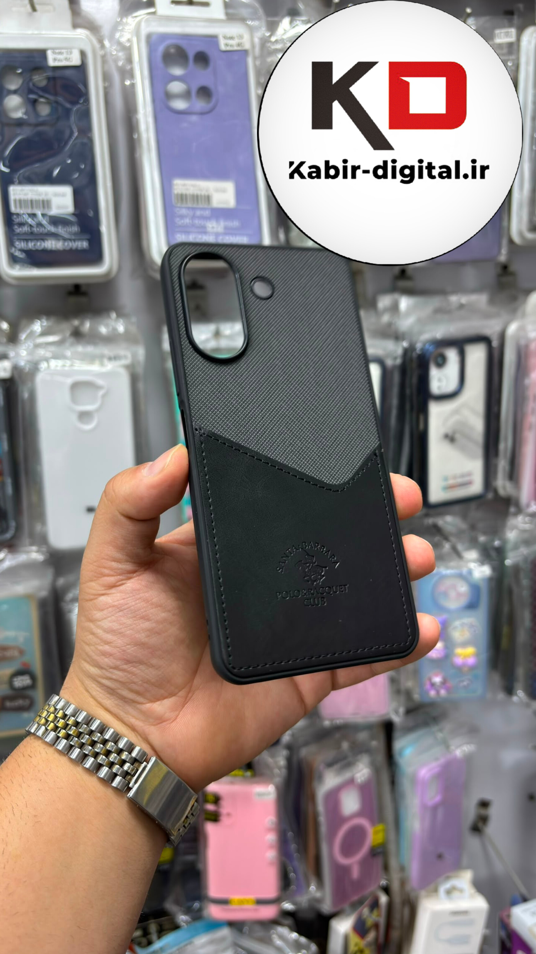 قاب گوشی Redmi 13C / POCO C65 شیائومی طرح دو تیکه چرمی کلاسیک HARD چرمی پولو PULO جاکارتی دار چرمی مشکی