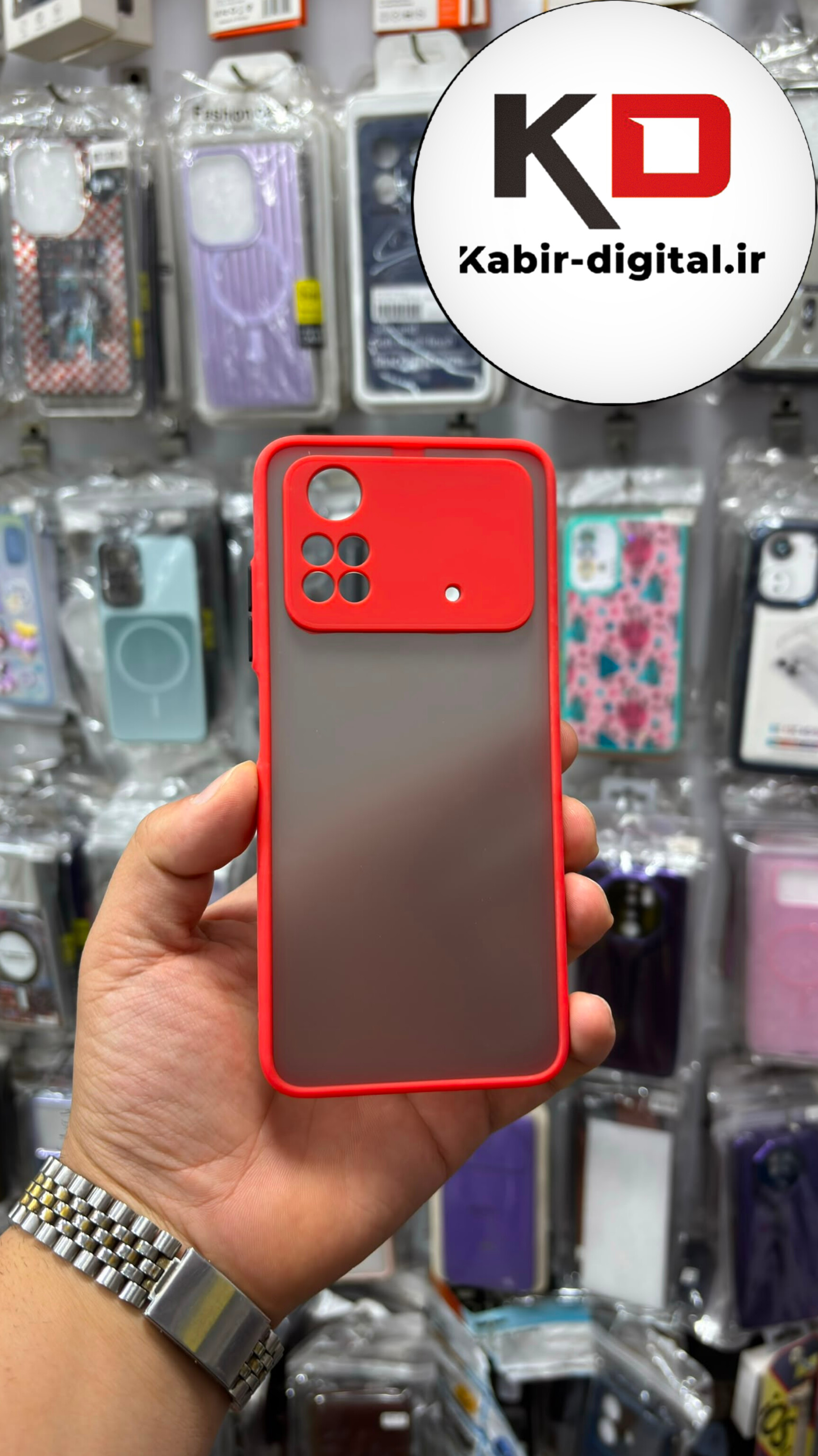 قاب گوشی POCO M4 Pro 4g شیائومی پشت مات دور رنگی سیلیکونی محافظ لنزدار قرمز