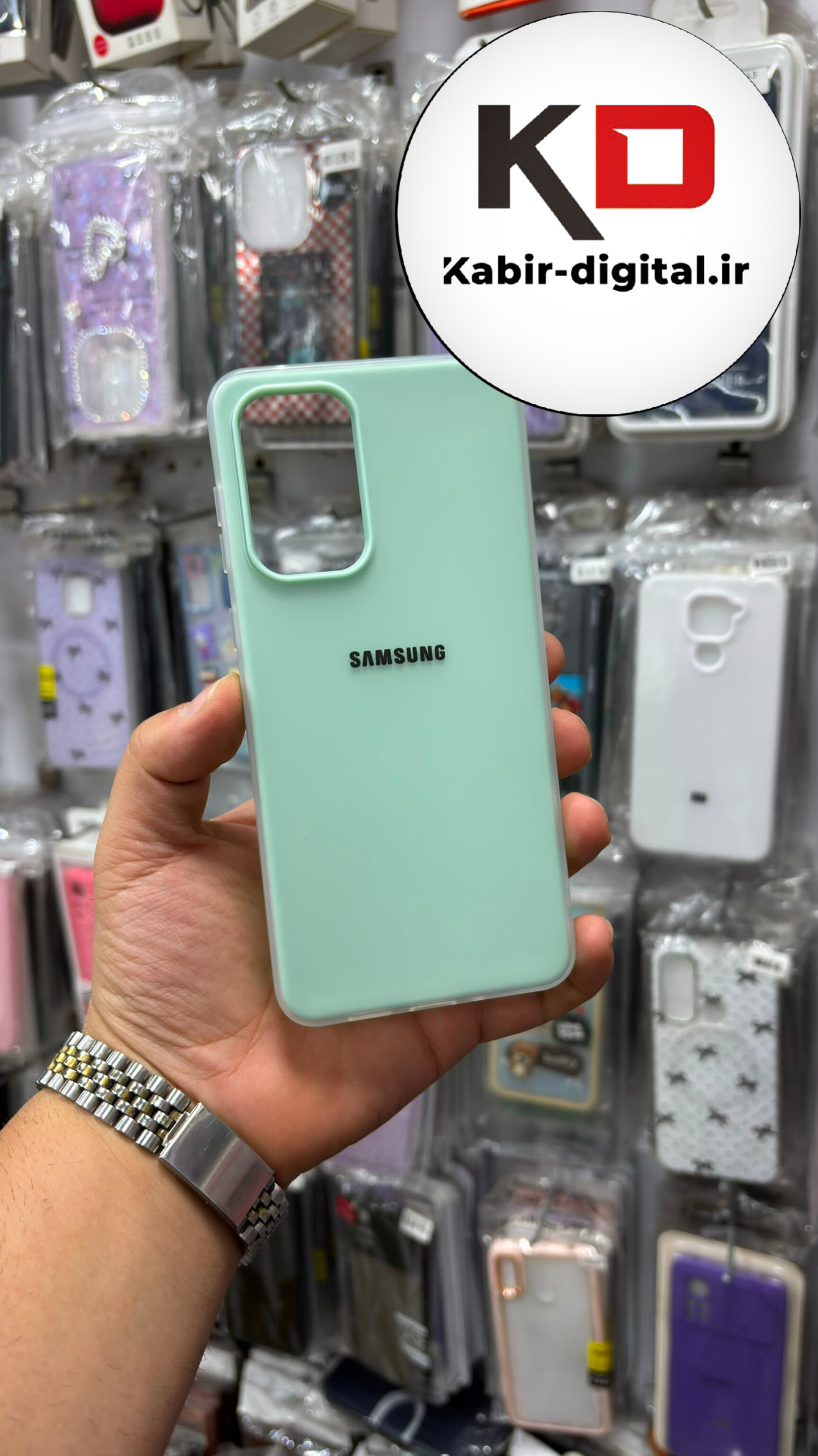 قاب گوشی Galaxy A73 سامسونگ Pastel Case پاستلی لوگو دار ضد ضربه لنز برجسته سبزآدامسی