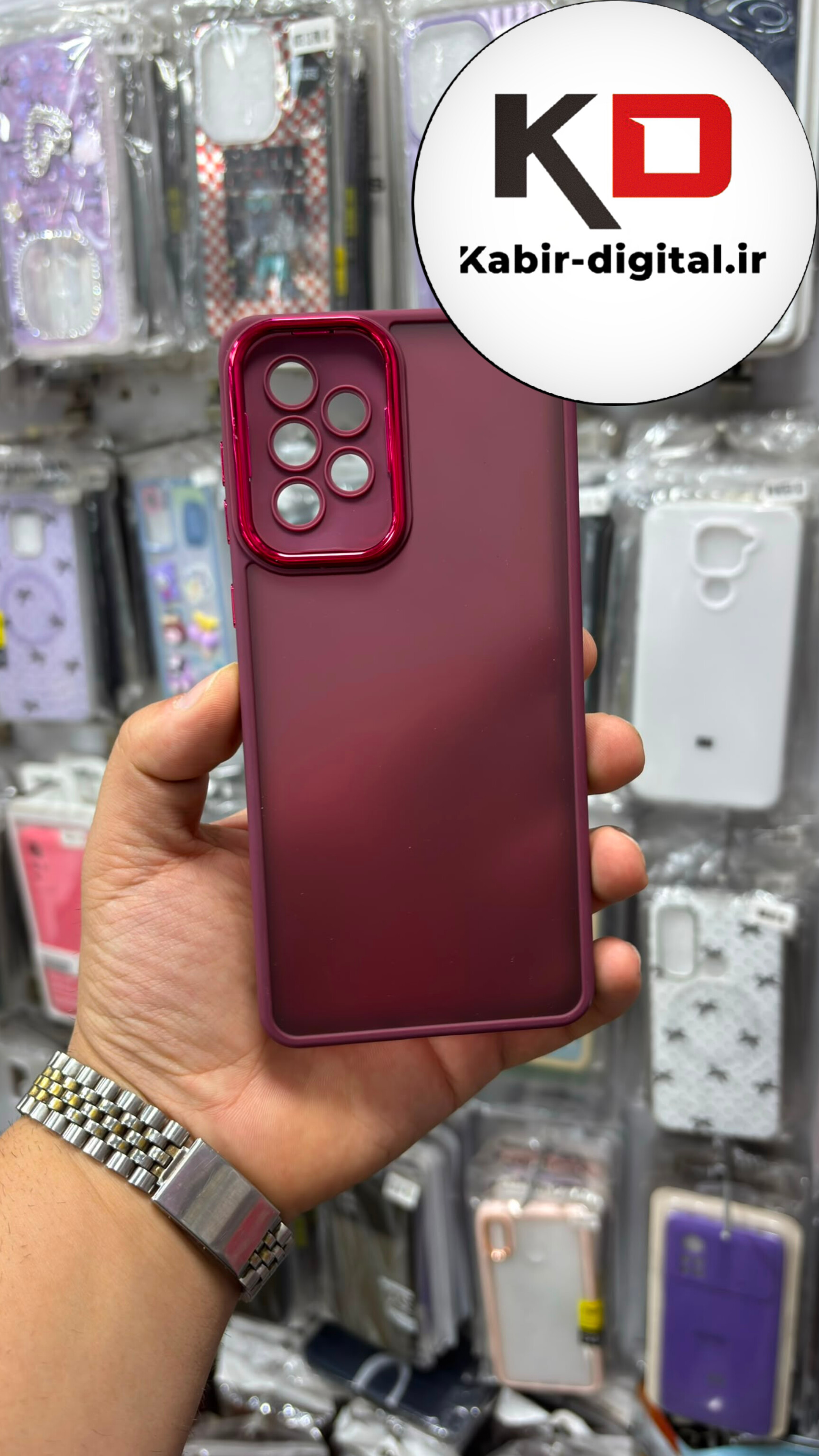 قاب گوشی Galaxy A73 سامسونگ Frosted Case پشت مات لنز متال Metal محافظ لنز دار زرشکی
