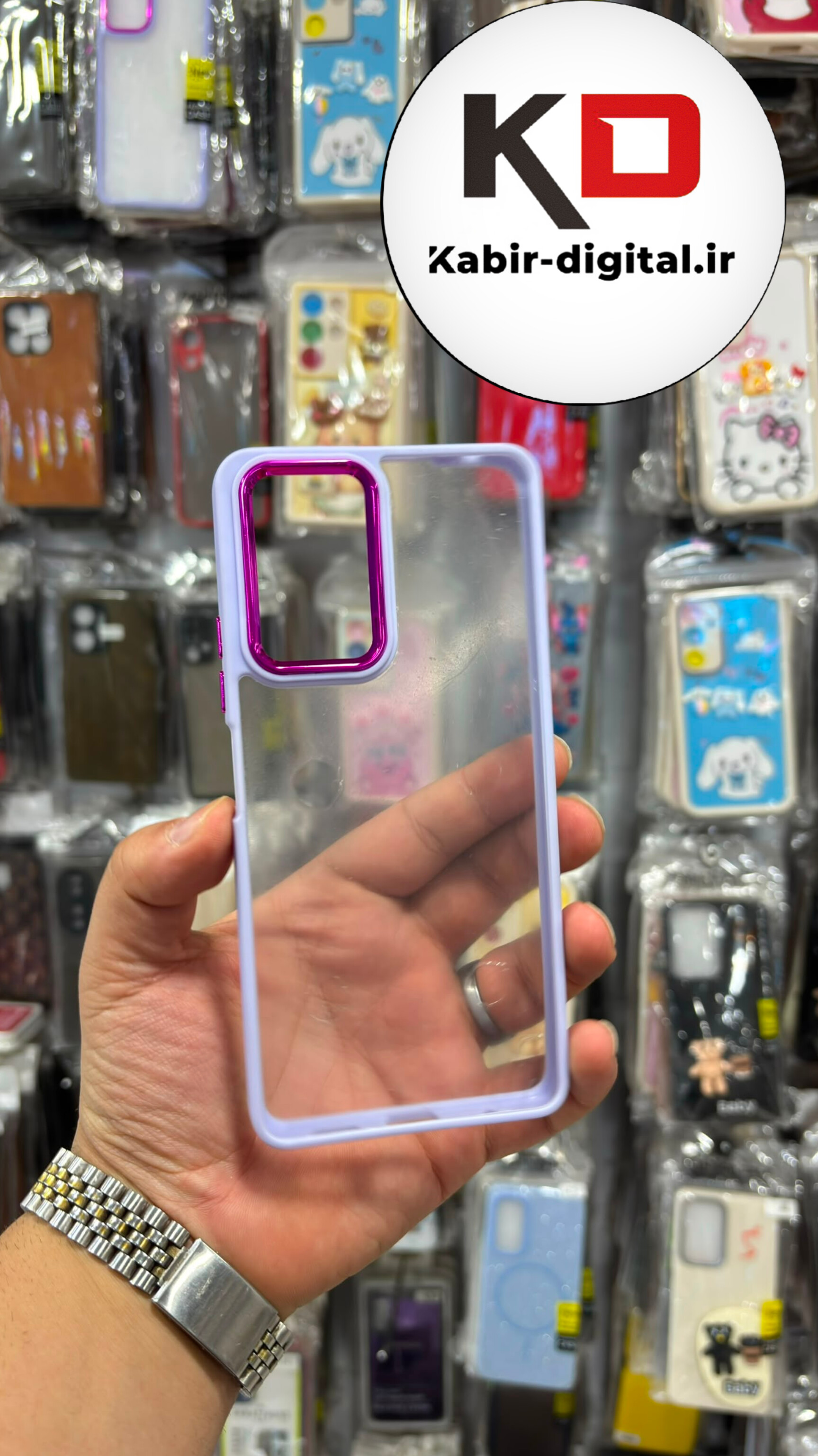 قاب گوشی Redmi Note 10 Pro شیائومی اورجینال متال کیس Metal طرح پشت طلق شفاف دور سیلیکونی بنفش